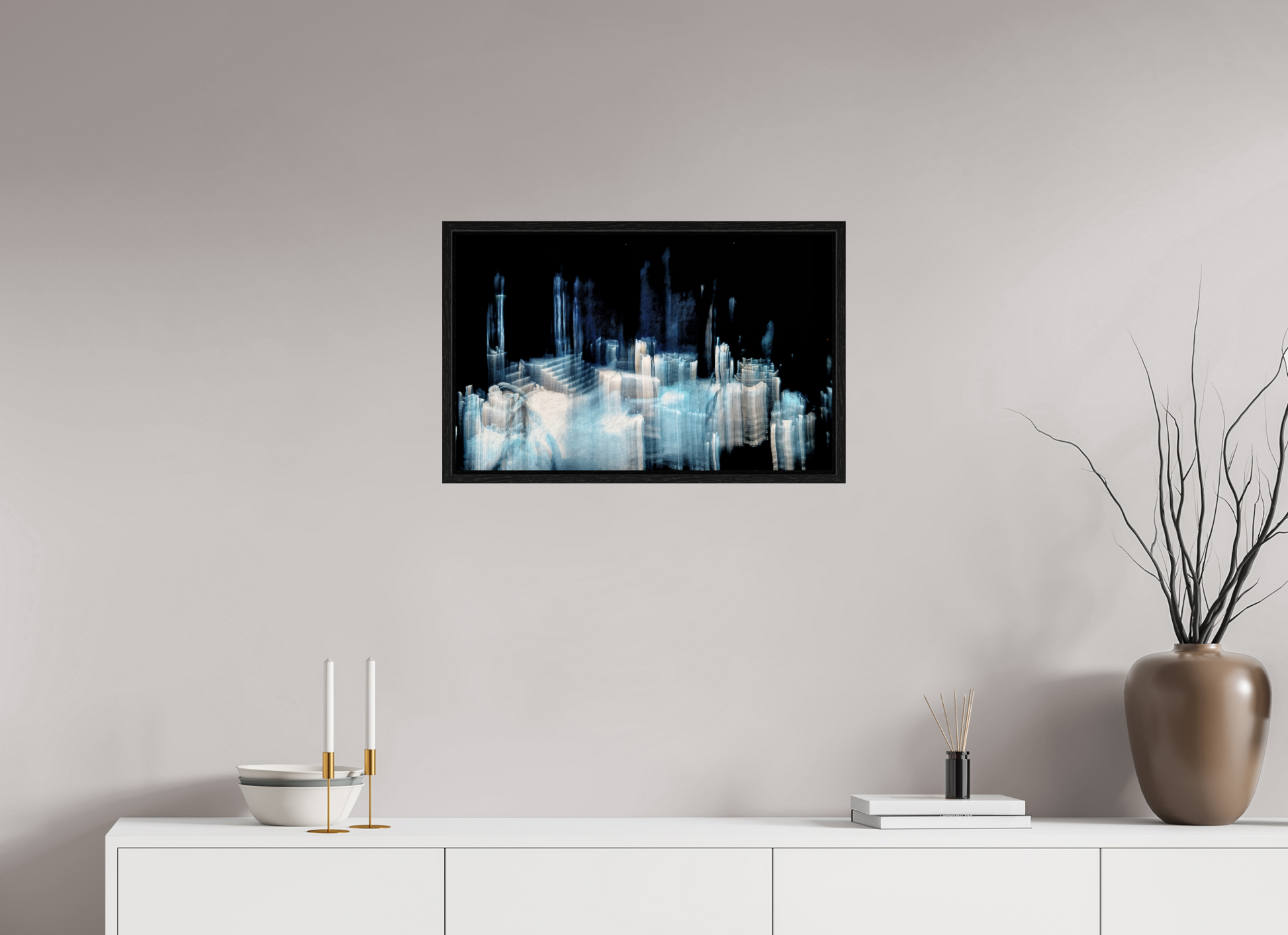 64 x 40 cm, 8 Caisse américaine Noire Cathédrale de glace brisée