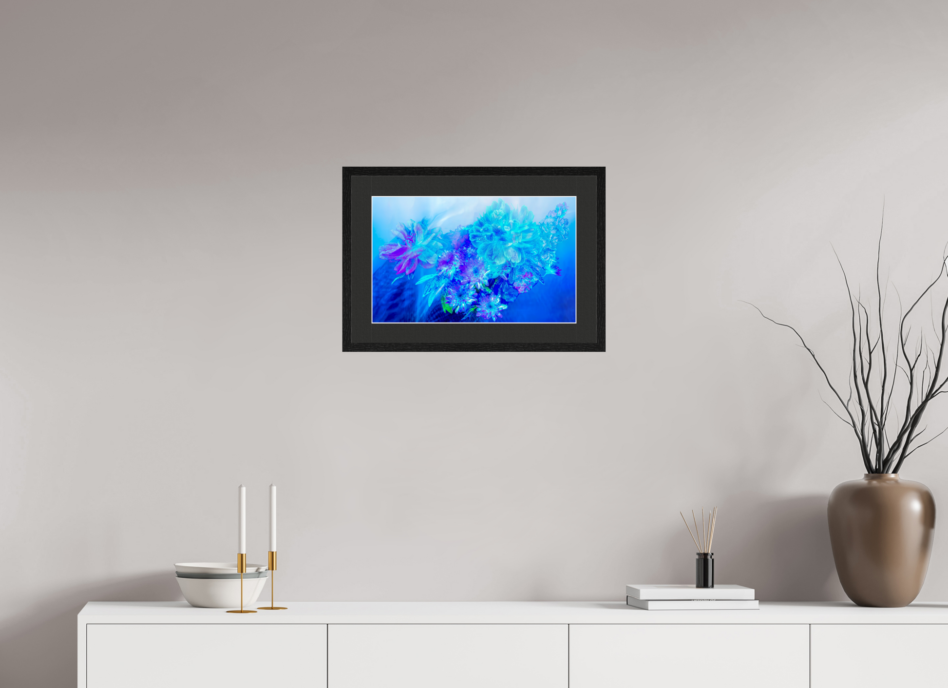 48 x 30 cm, 5 Cadre Noir : Passe-Partout Noir lisière Blanche Le Murmure des fleurs dans le Voile du Ciel