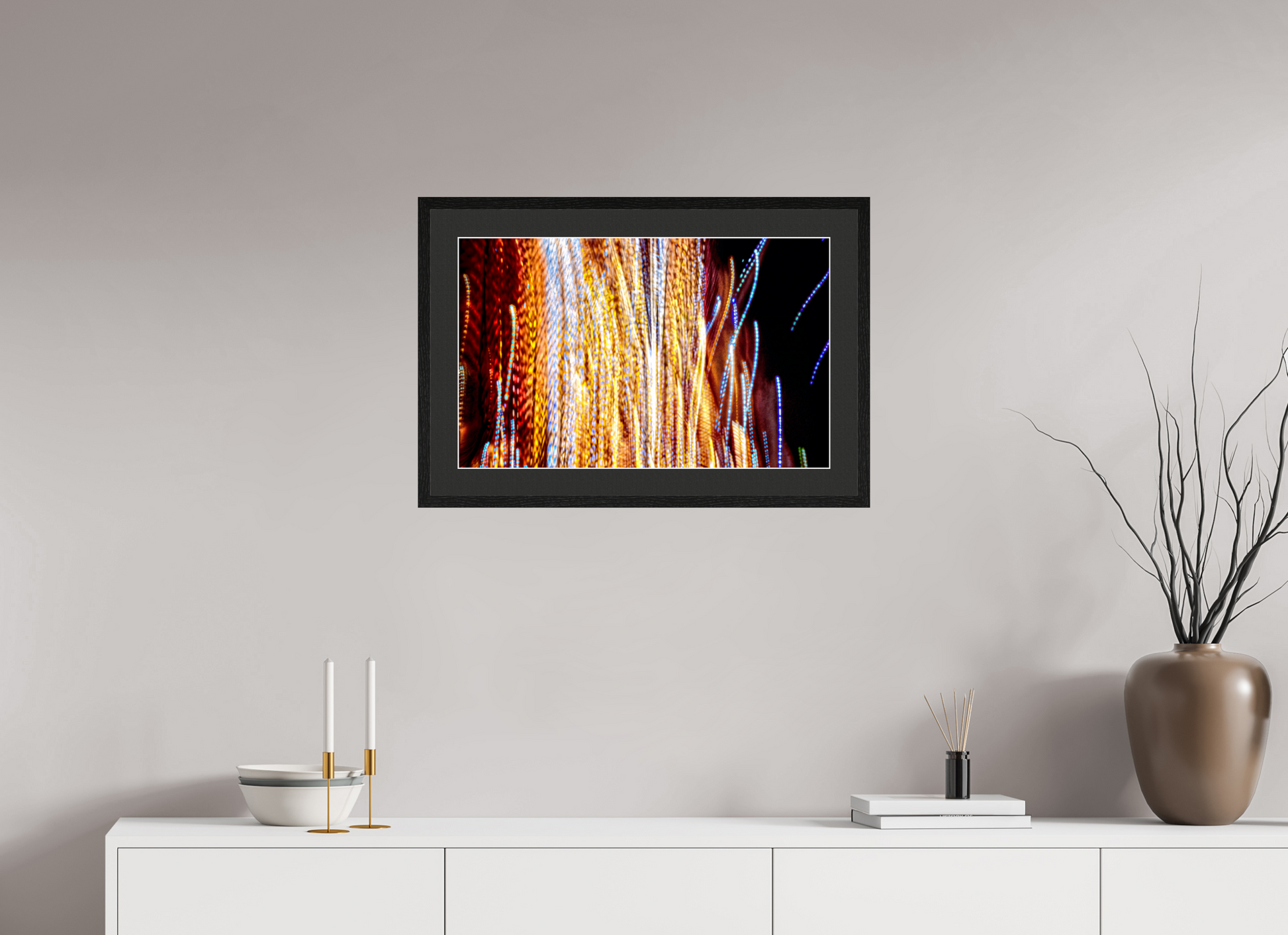 64 x 40 cm, 5 Cadre Noir : Passe-Partout Noir lisière Blanche Ode aux filaments célestes