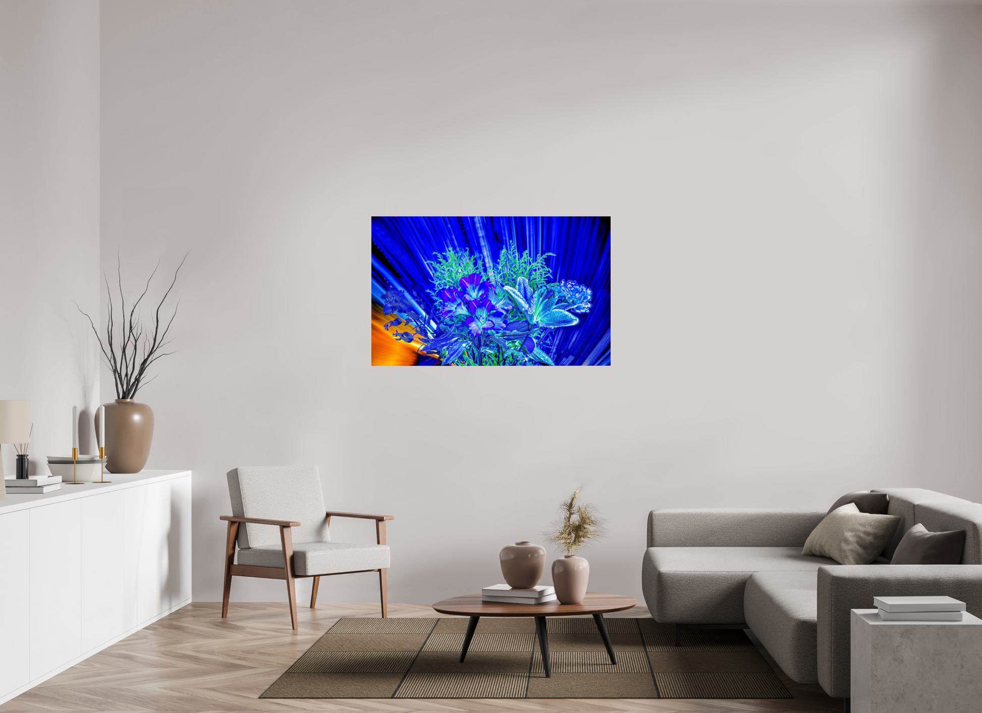 128 x 80 cm, 3 Tirage photo sous Verre acrylique Floraisons dans le vent lumineux