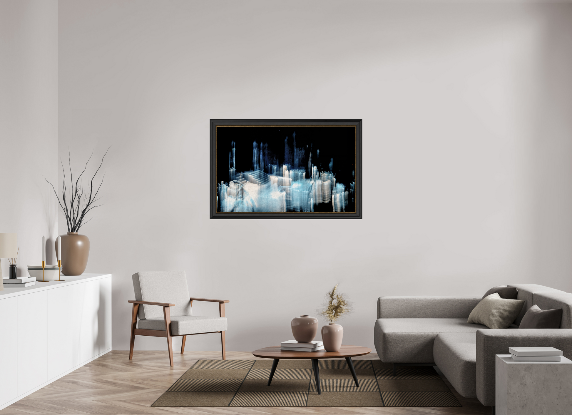 128 x 80 cm, 11 Cadre Noir-Or Cathédrale de glace brisée