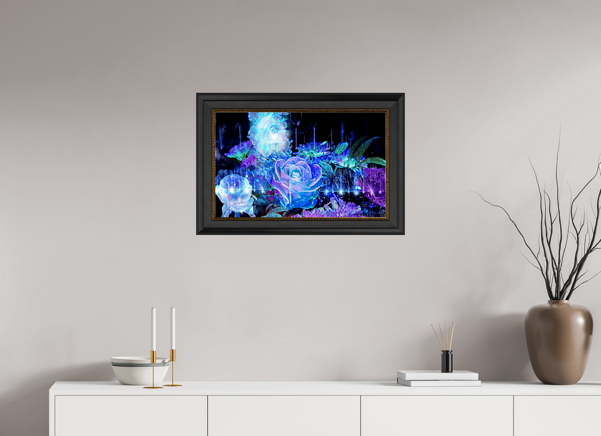 64 x 40 cm, 11 Cadre Noir-Or La Rosée des Étoiles