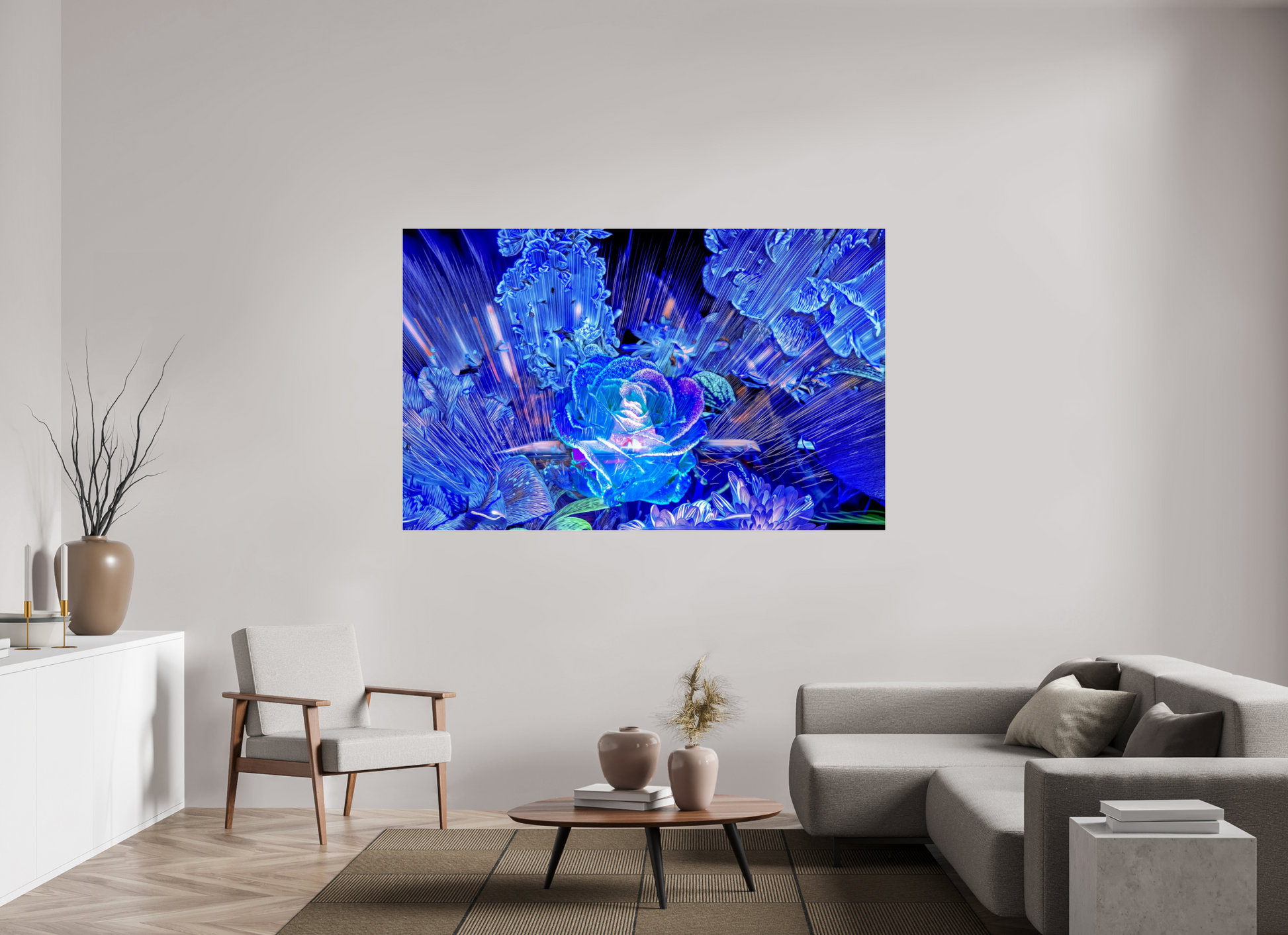 192 x 120 cm, 3 Tirage photo sous Verre acrylique Rose née d’un éclat céleste