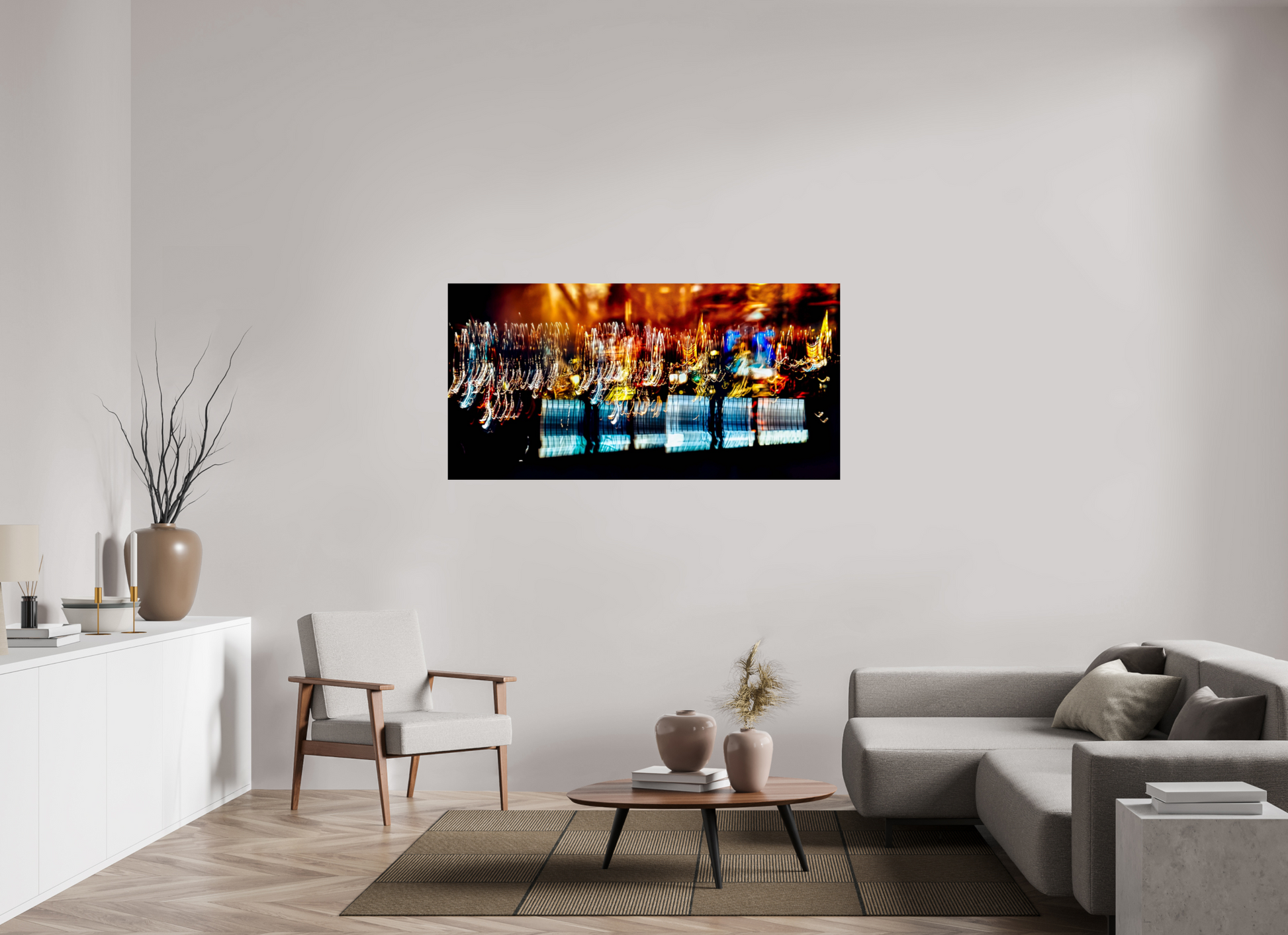 160 x 80 cm, 2 Photo print mounted on Dibond The golden evening rain