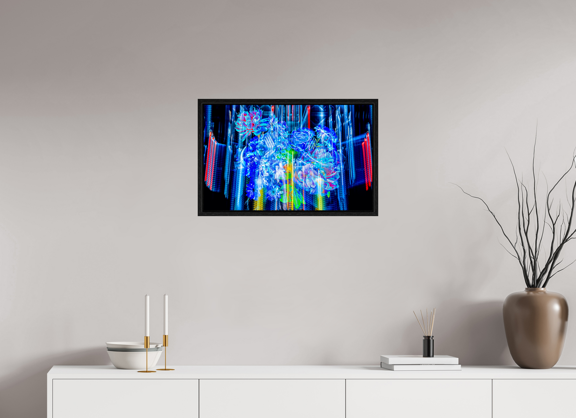 64 x 40 cm, 8 Caisse américaine Noire Floraisons du monde cybernétique