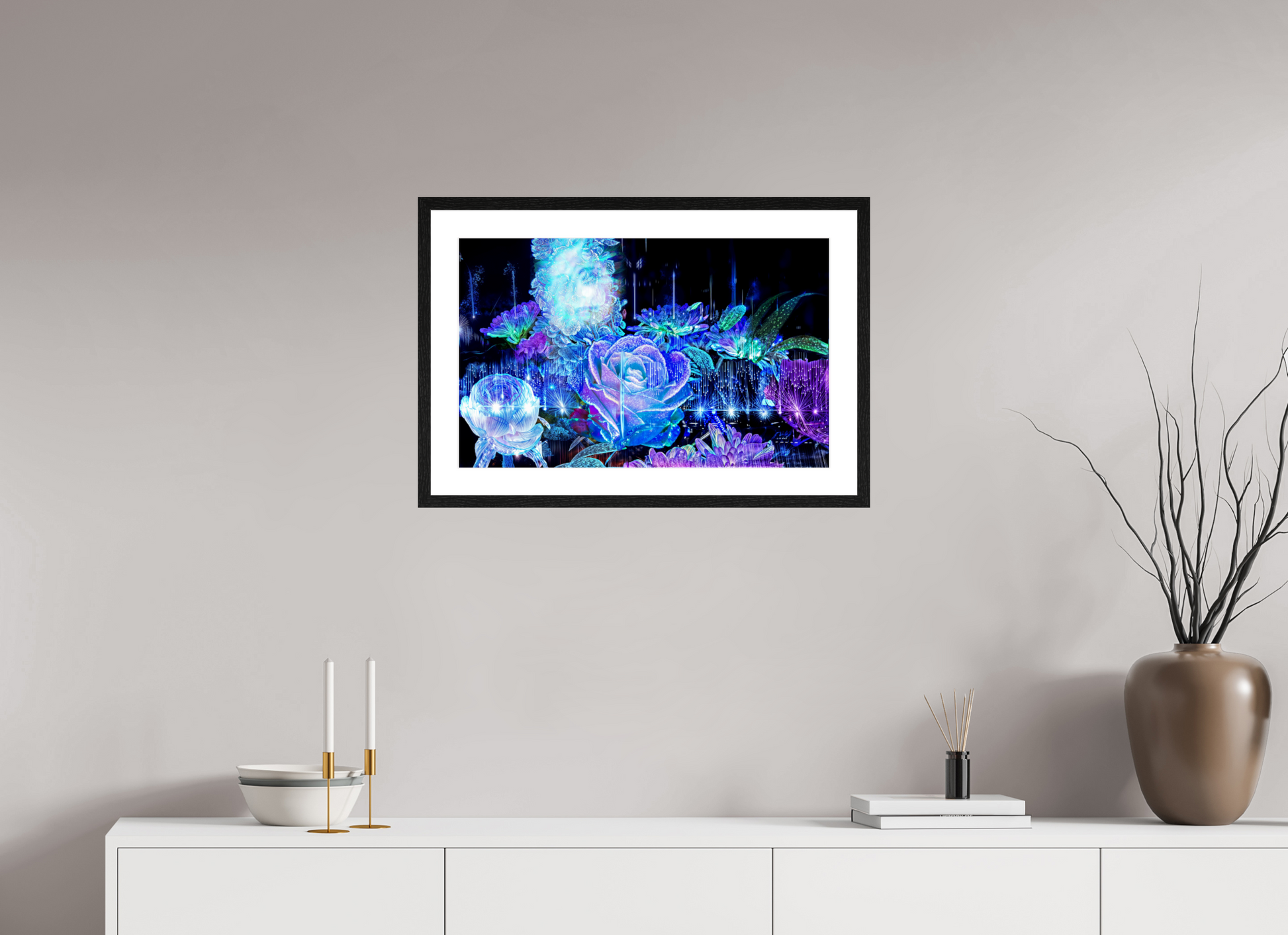 64 x 40 cm, 4 Cadre Noir : Passe-Partout Blanc La Rosée des Étoiles