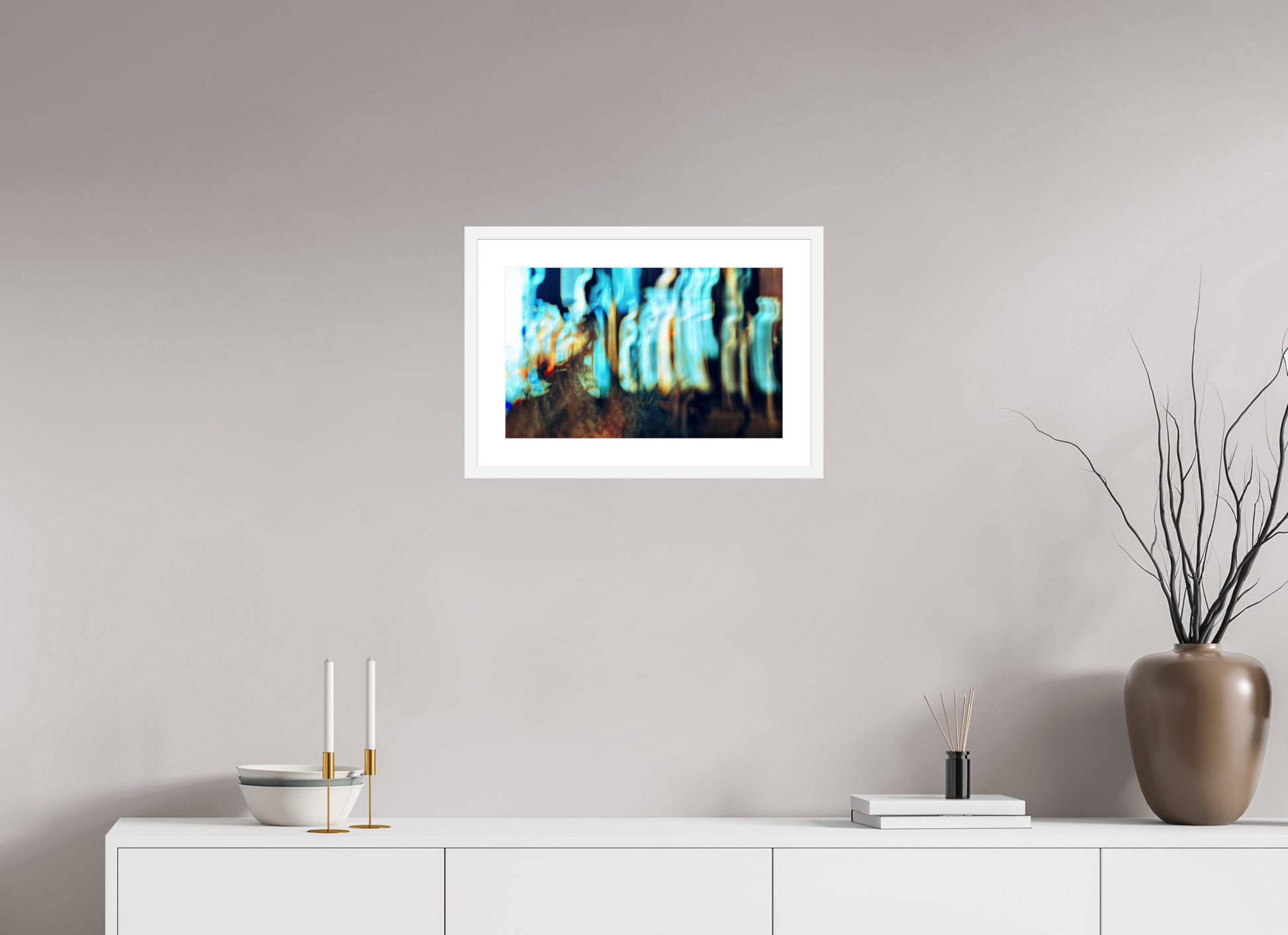 48.2 x 30 cm, 6 White Frame: White Mat Wandering Vibrations