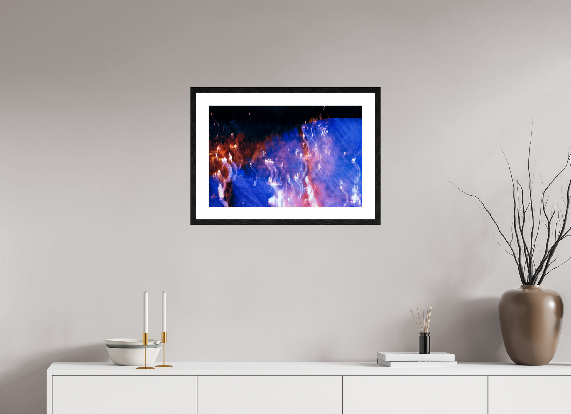 60 x 40 cm, 4 Black Frame: White Mat Song of Wandering Flames