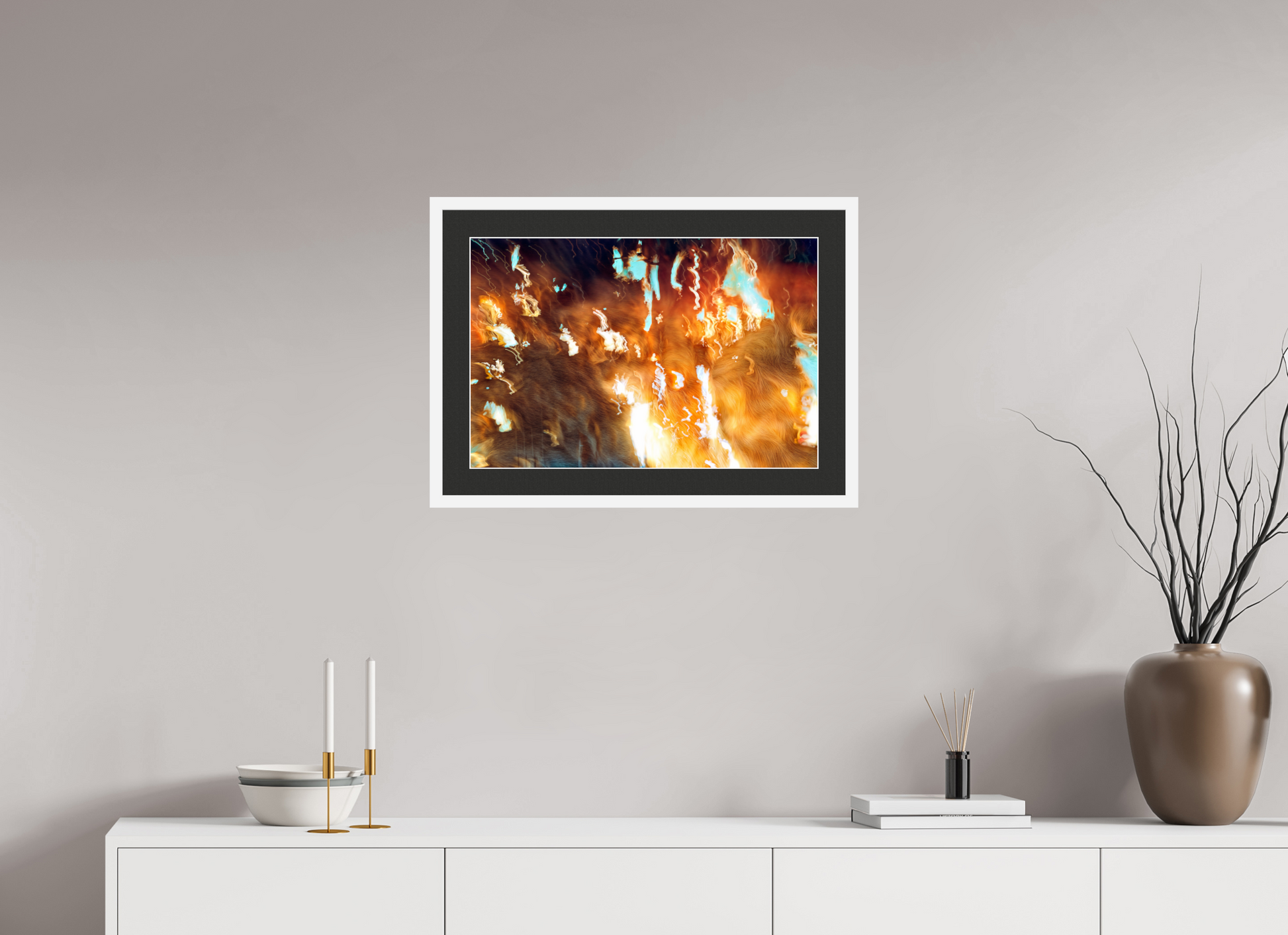 60 x 40 cm, 7 Cadre Blanc : Passe-Partout Noir lisière Blanche Les braises du souvenir