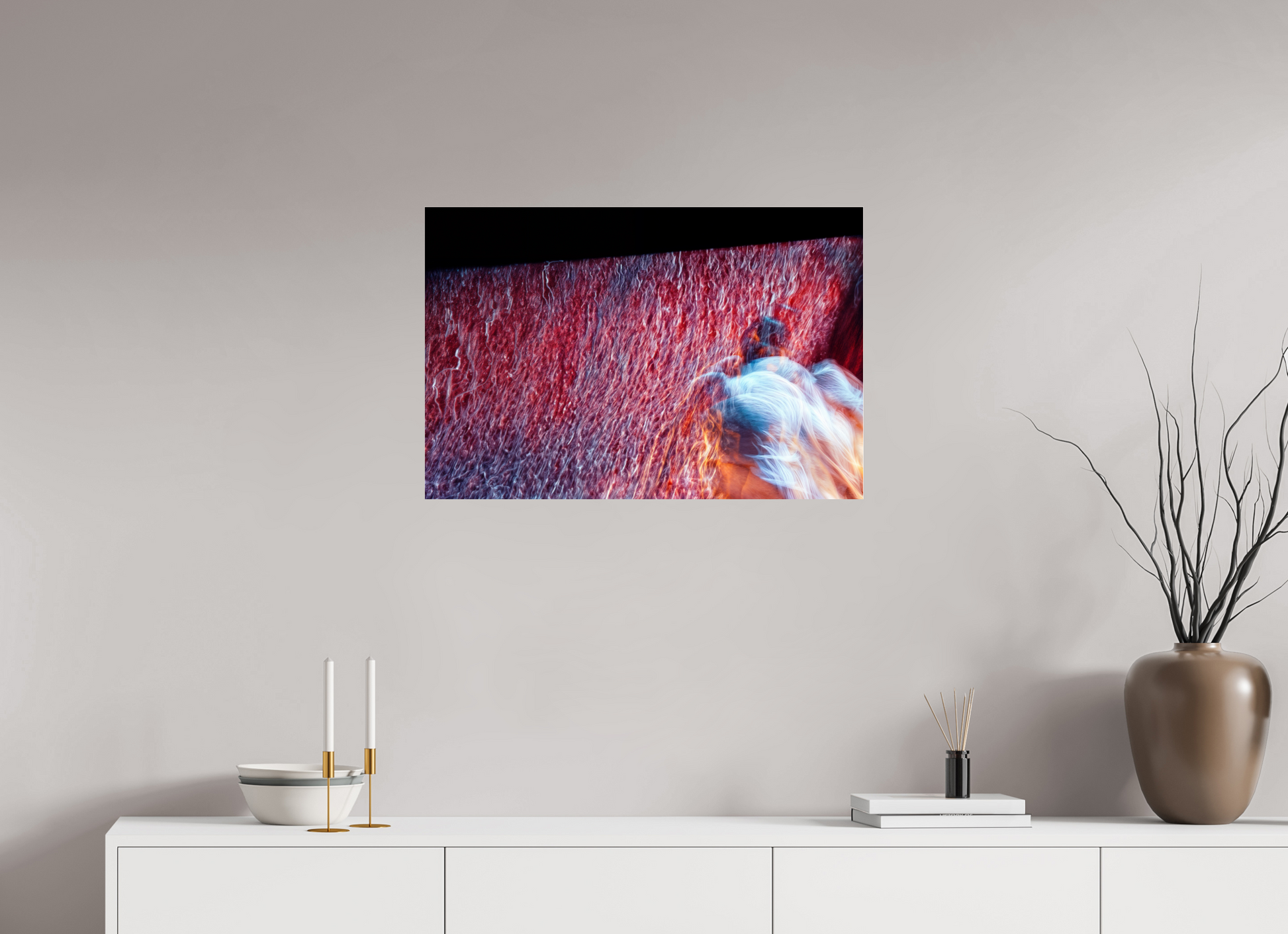 75 x 50 cm, 3 Photo print under acrylic glass Where fire turns into rain