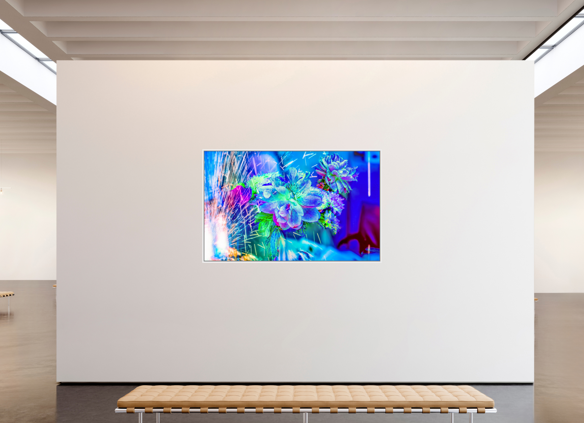 192 x 120 cm, 9 Caisse américaine Blanche Quand la lumière se brise en fleurs