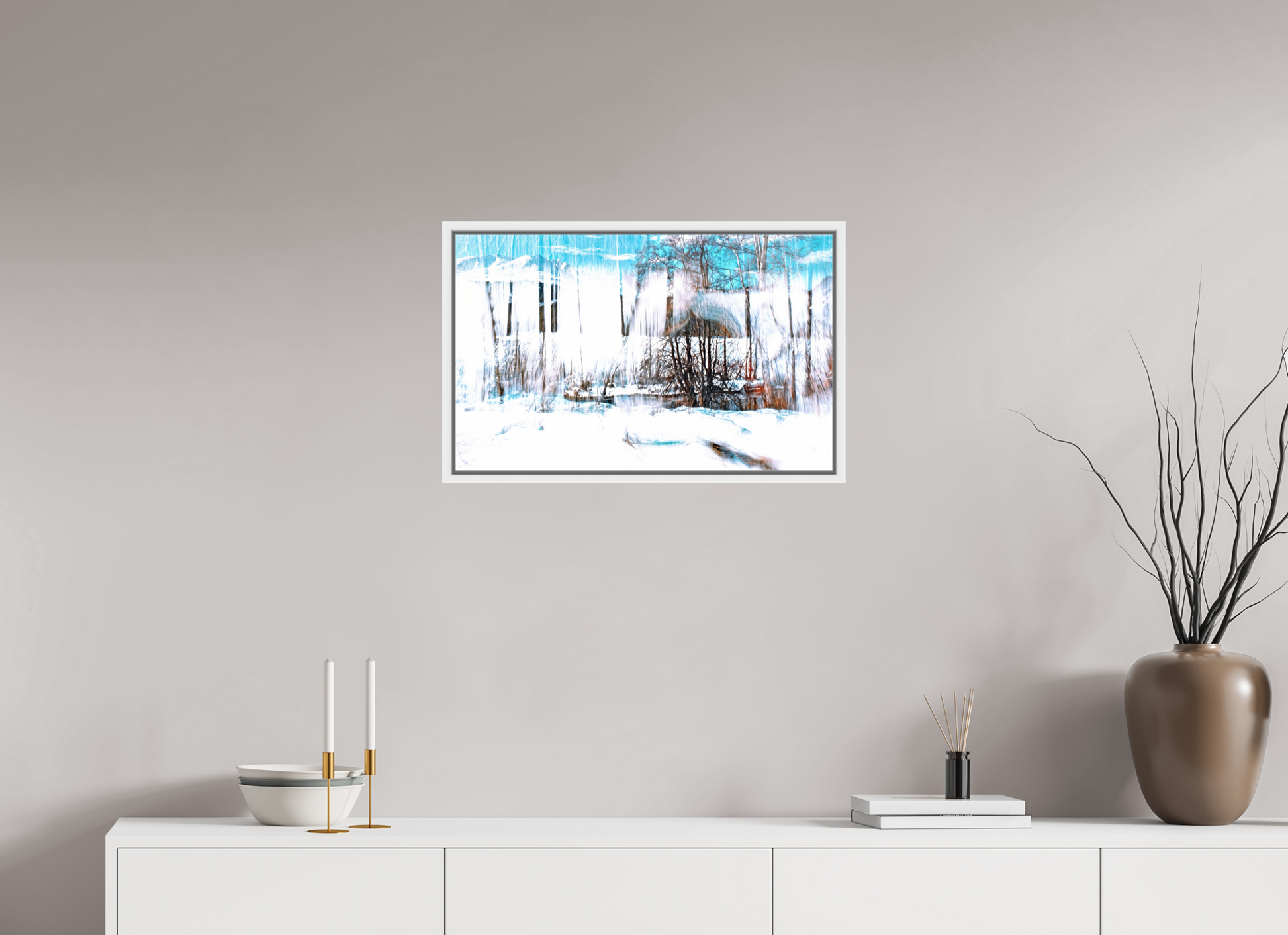 64 x 40 cm, 9 White American Box LA The Forest Singing Snow