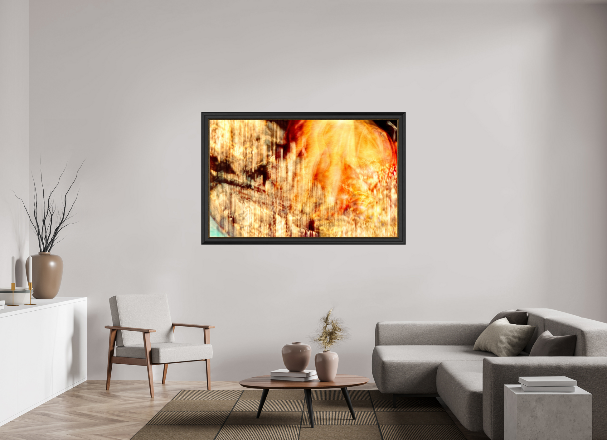 160 x 100 cm, 11 Black-Gold Frame The incandescent heart of the world