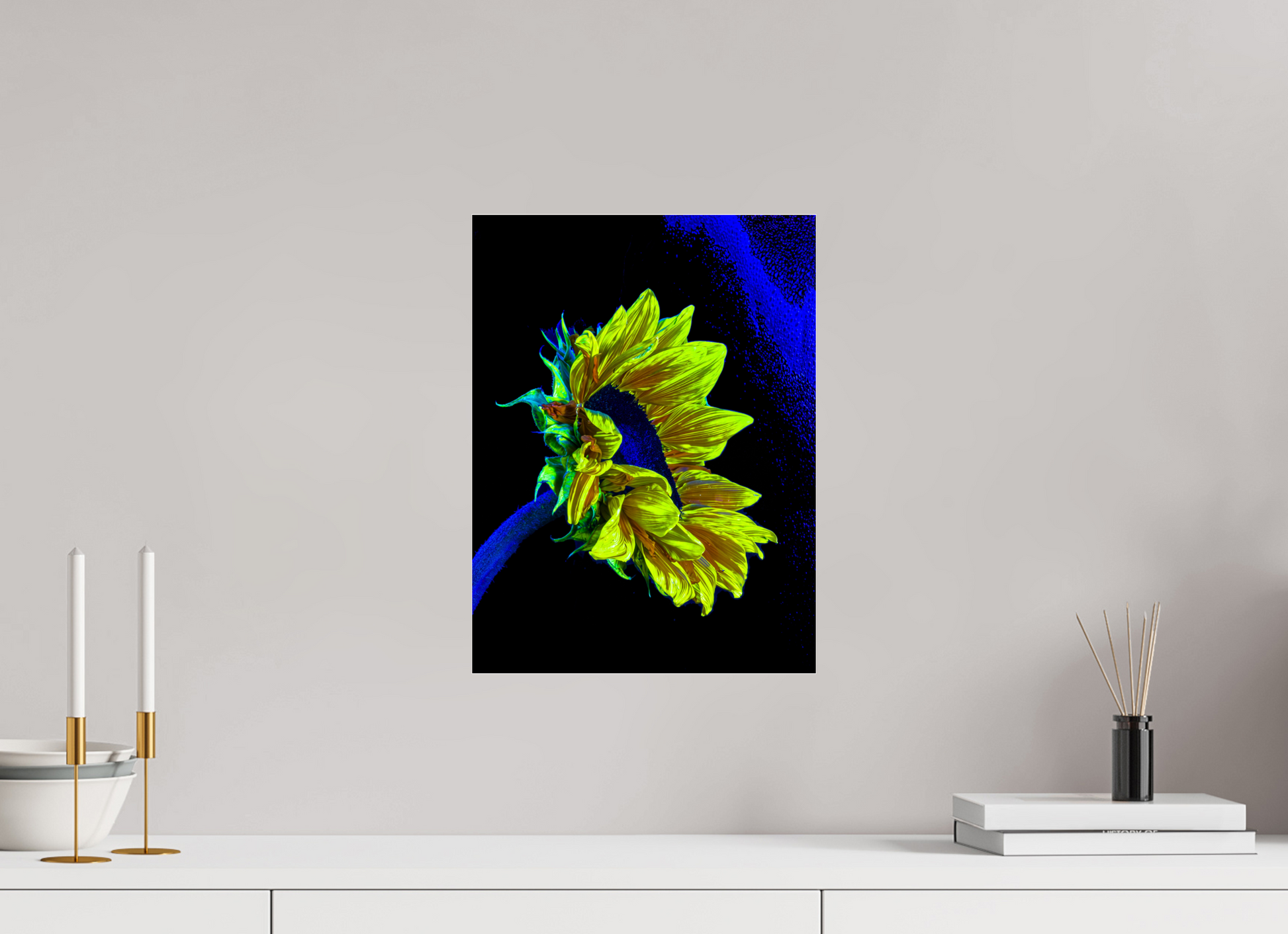 30 x 40 cm, 3 Photo print under acrylic glass Gold lost in the blue of silence