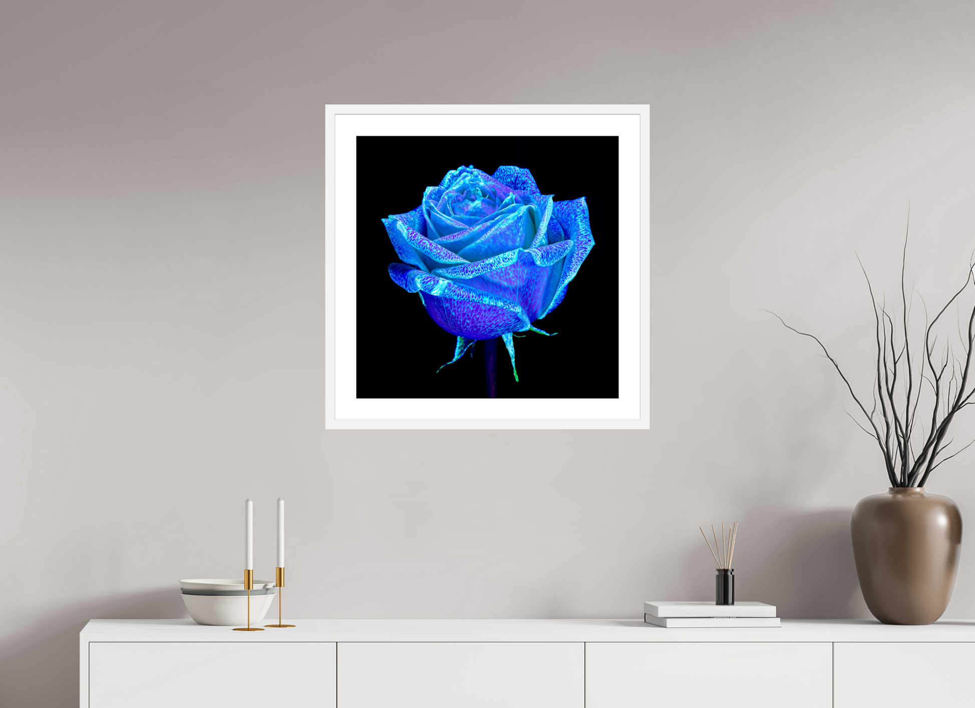 60 x 60 cm, 6 White Frame: White Mat The Rose That Dreamed of the Sky