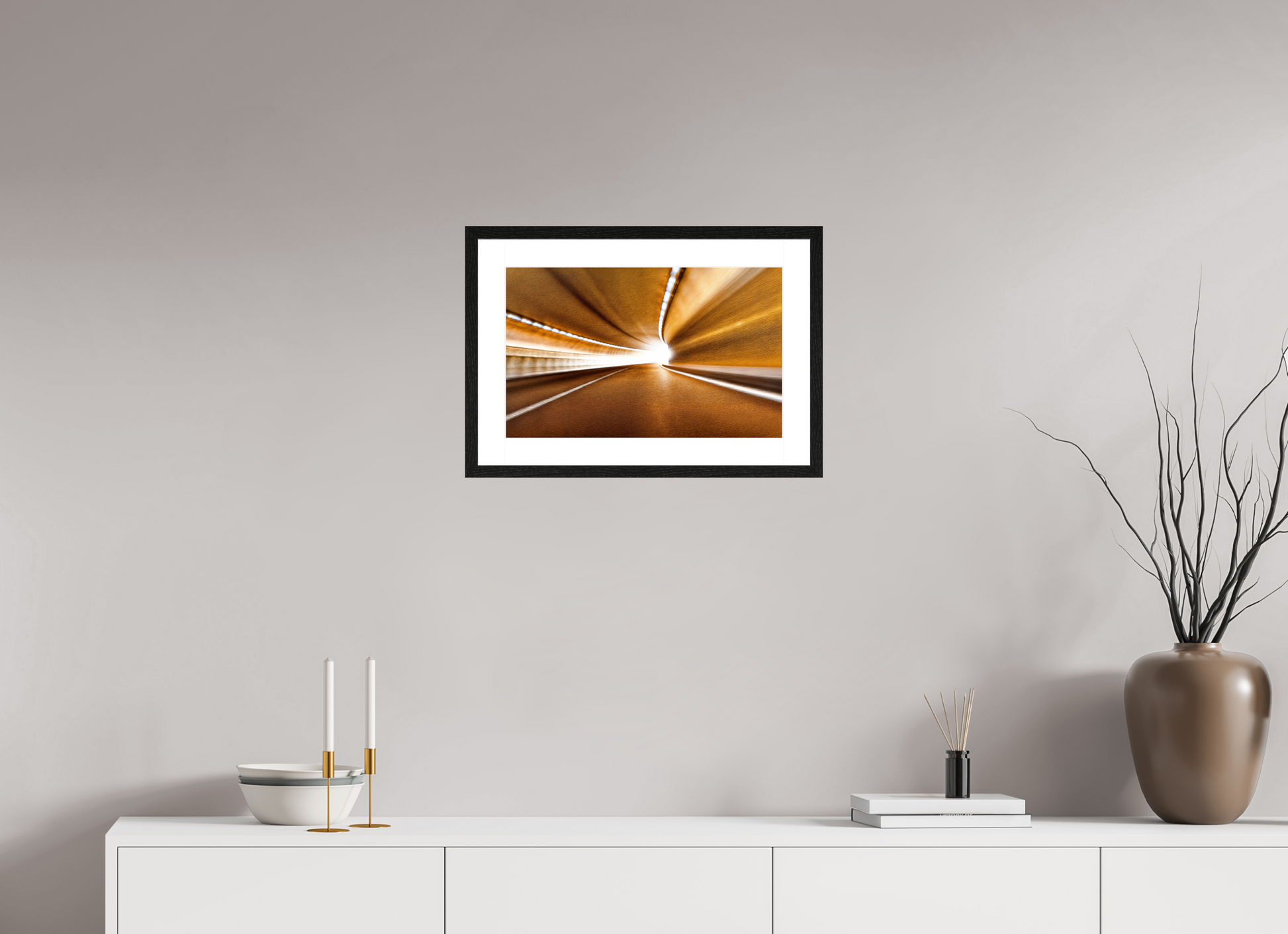 48 x 30 cm, 4 Black Frame: White Mat Passage to eternal light