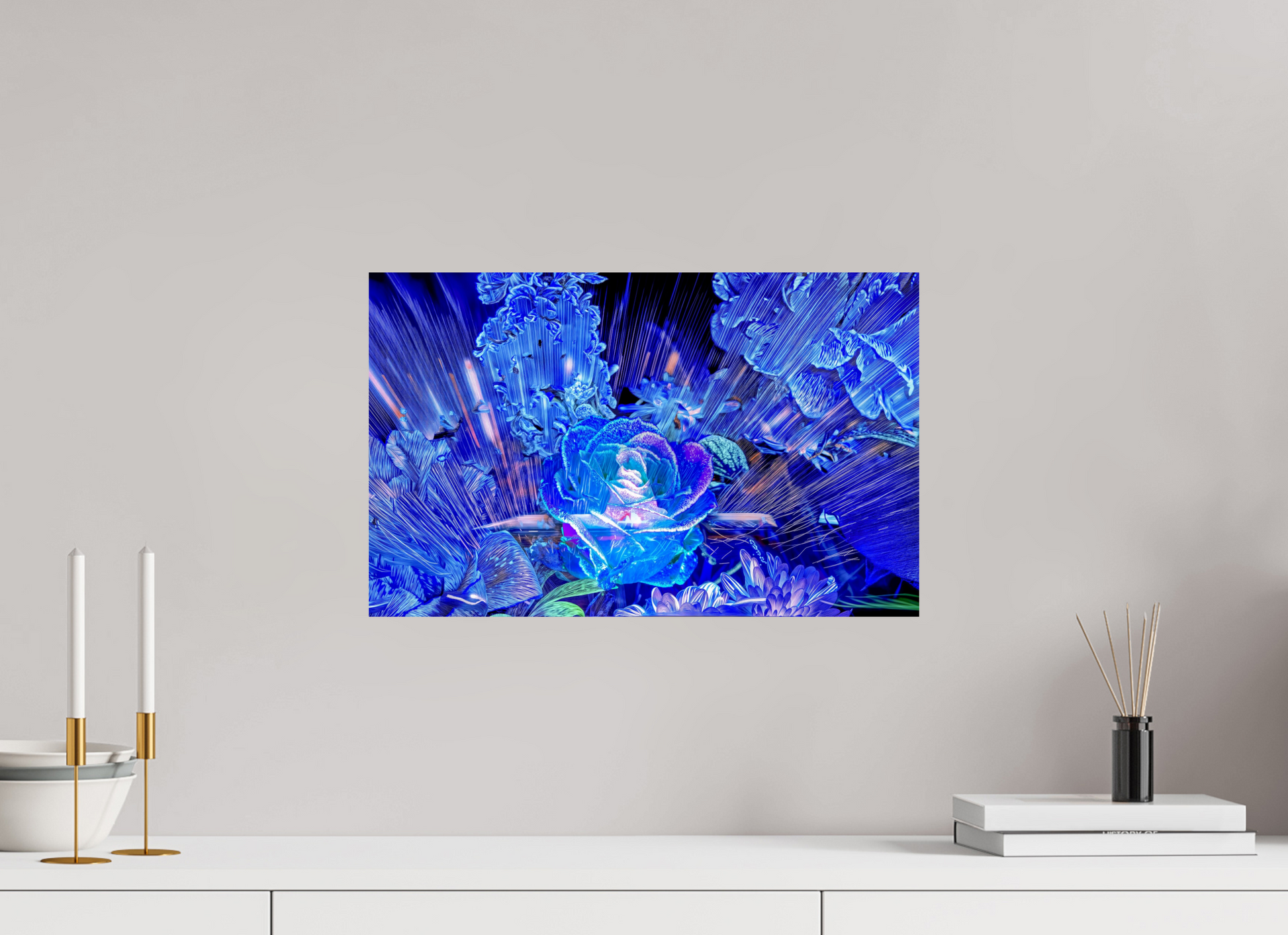 48 x 30 cm, 2 Tirage photo contrecollé sur Dibond Rose née d’un éclat céleste