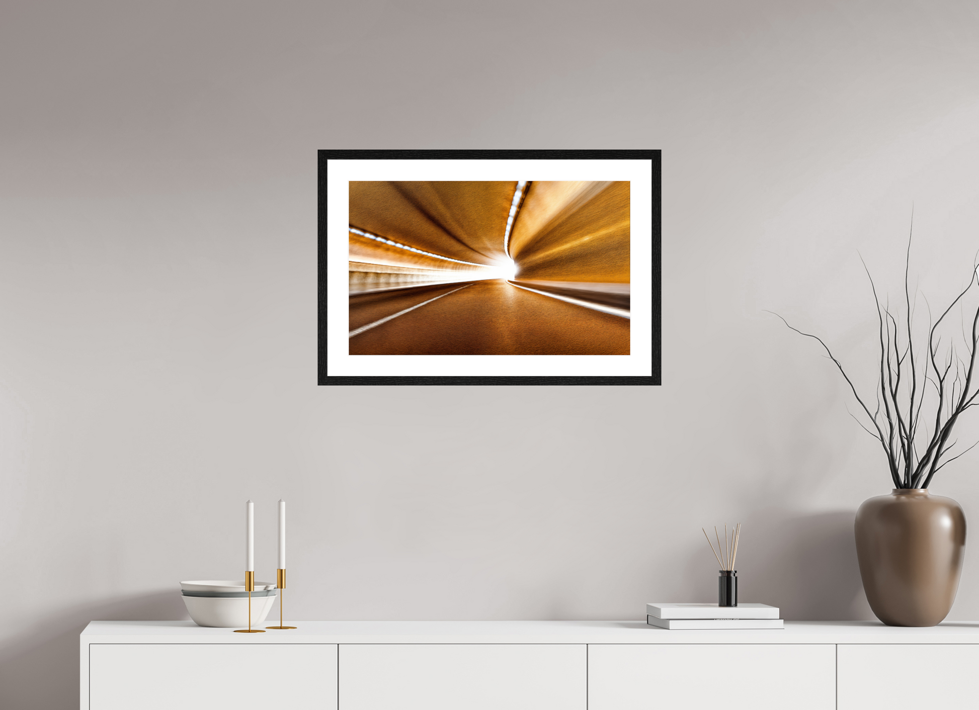 64 x 40 cm, 4 Black Frame: White Mat Passage to eternal light