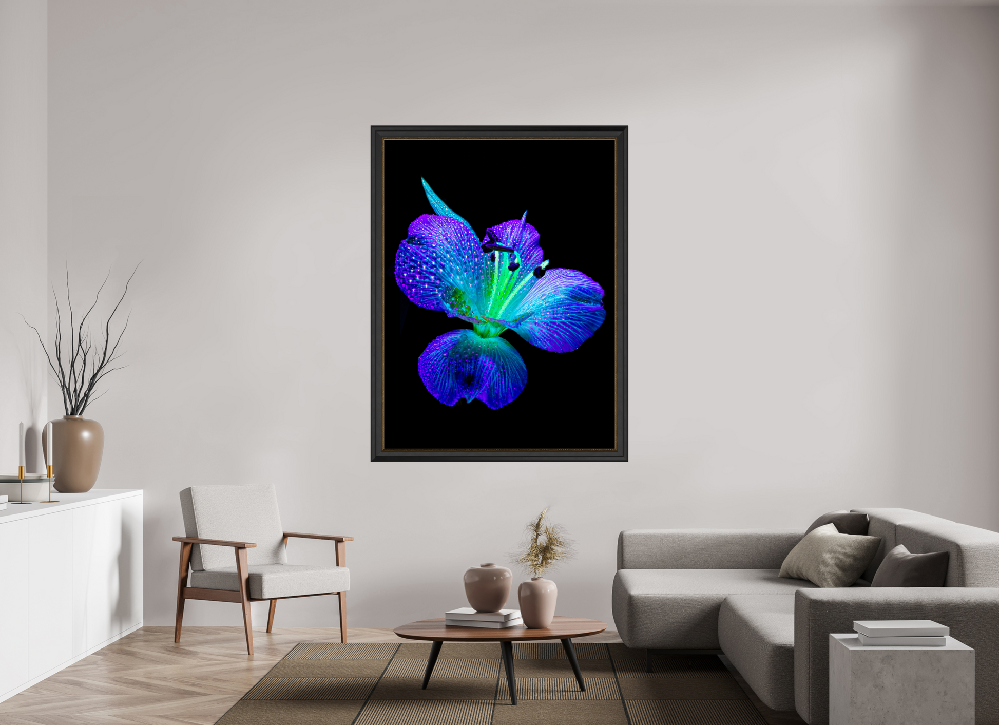 120 x 160 cm, 11 Black-Gold Frame The sparkle of wings in the dew