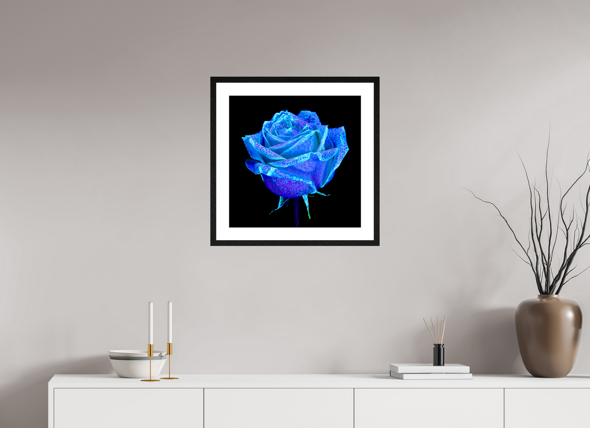 50 x 50 cm, 4 Black Frame: White Mat The Rose That Dreamed of the Sky