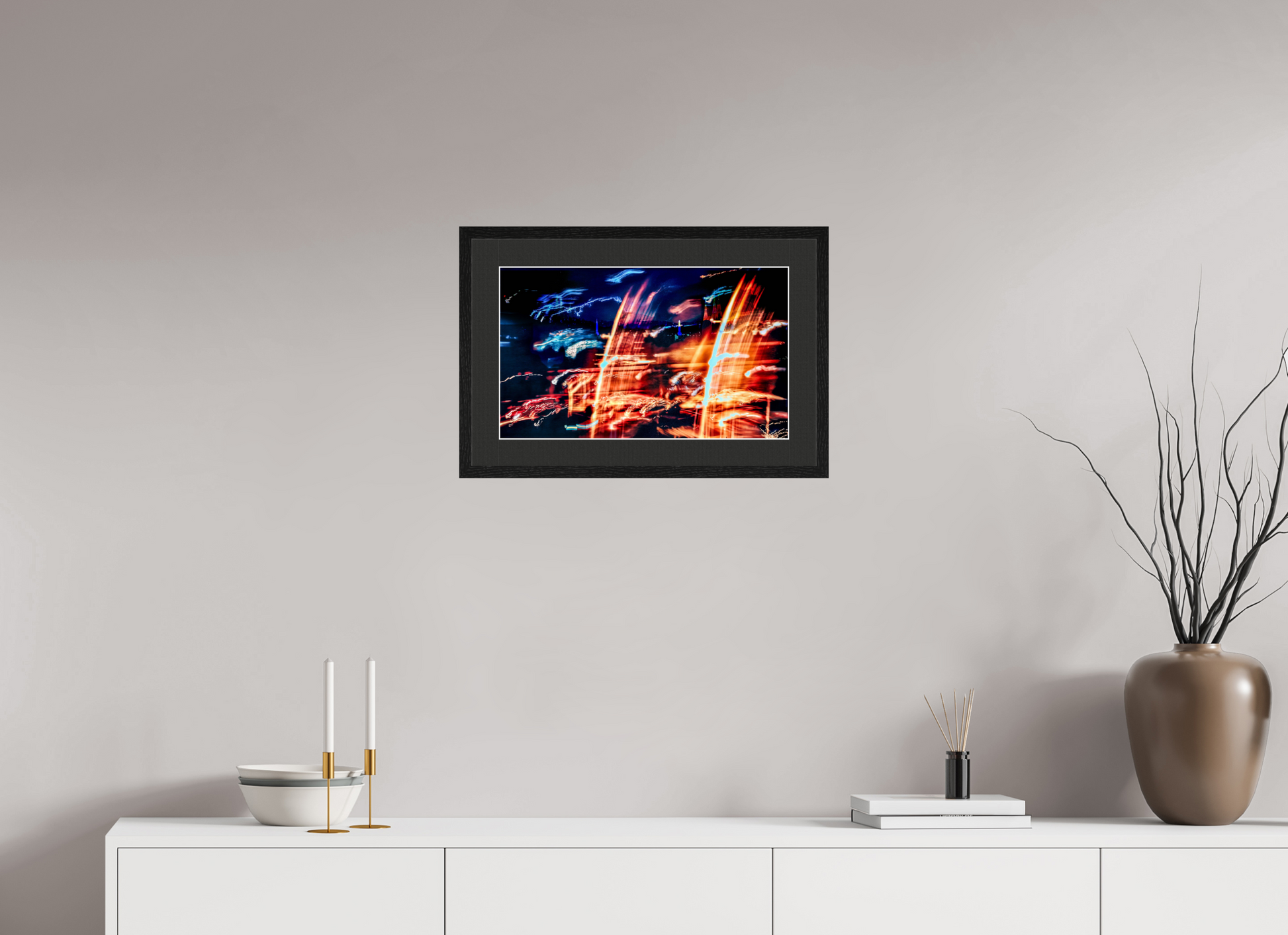 50 x 30 cm, 5 Black Frame: Black Mat with White Border The Waves of the Invisible Sky