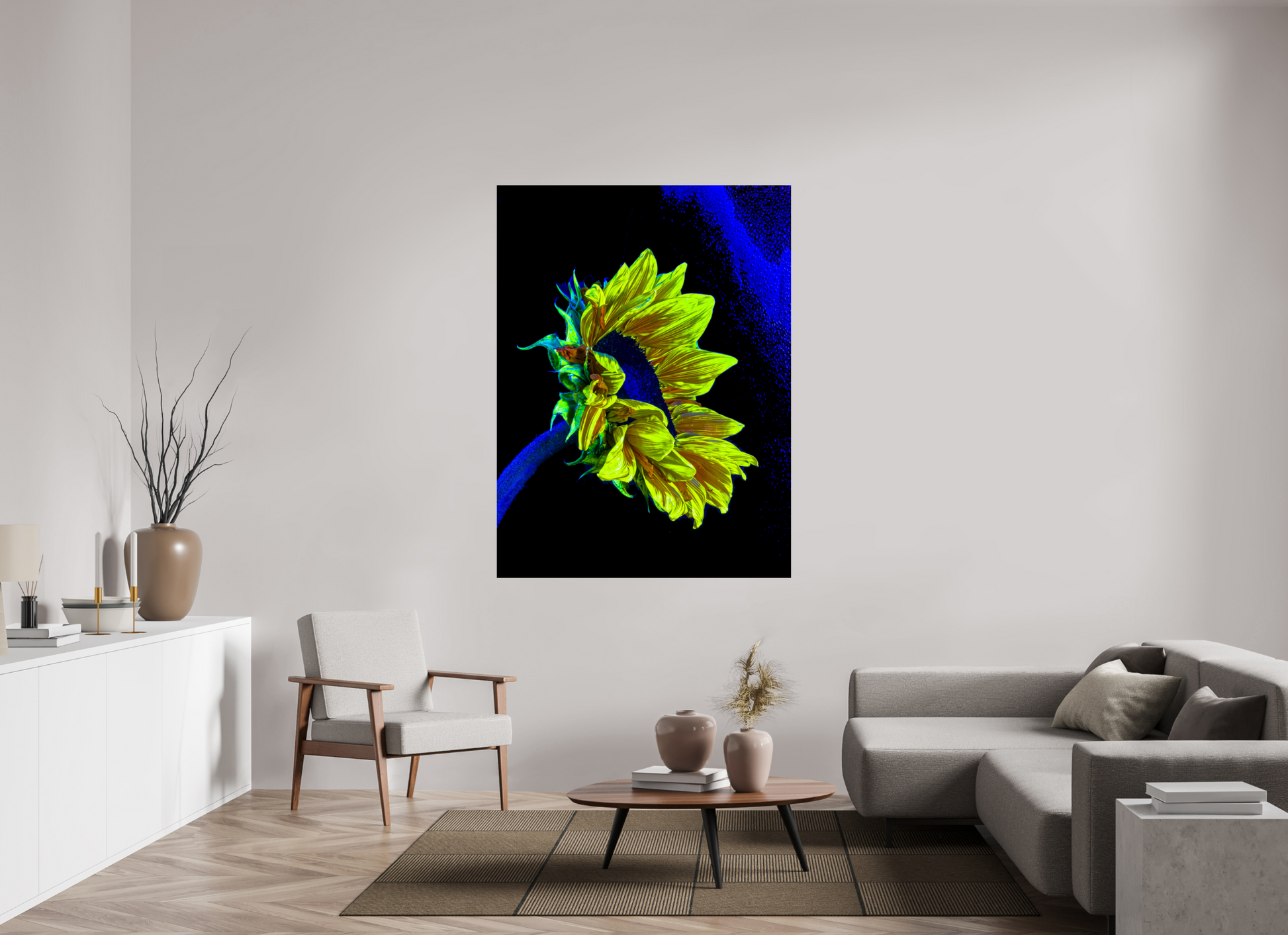 120 x 160 cm, 2 Photo print mounted on Dibond Gold lost in the blue of silence