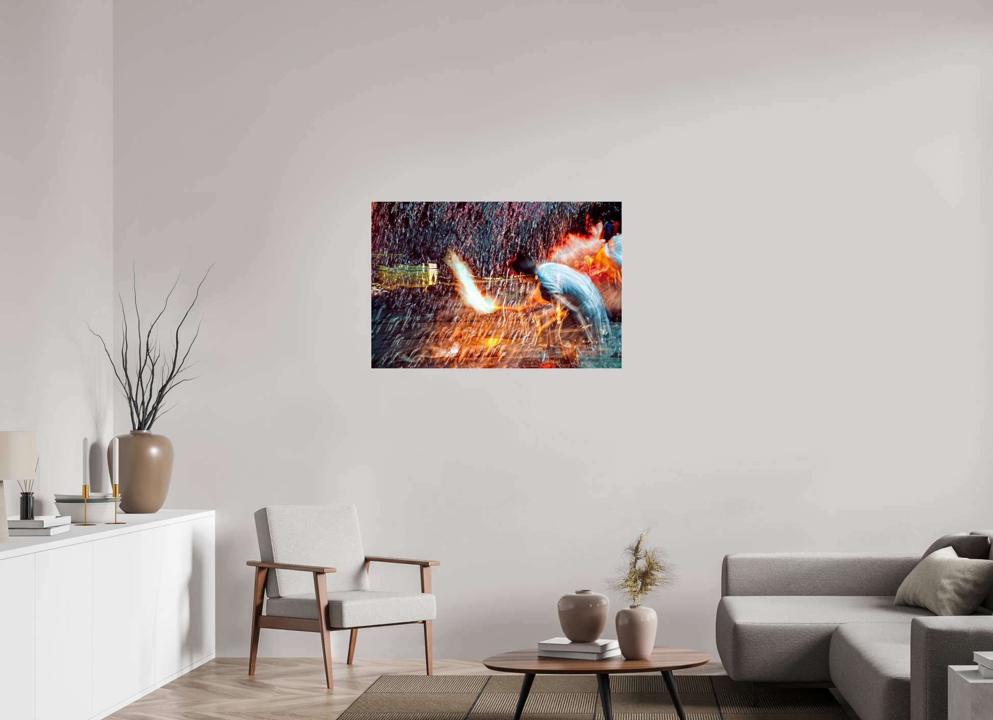 105 x 70 cm, 3 Tirage photo sous Verre acrylique Rituel où le feu apprend le rythme