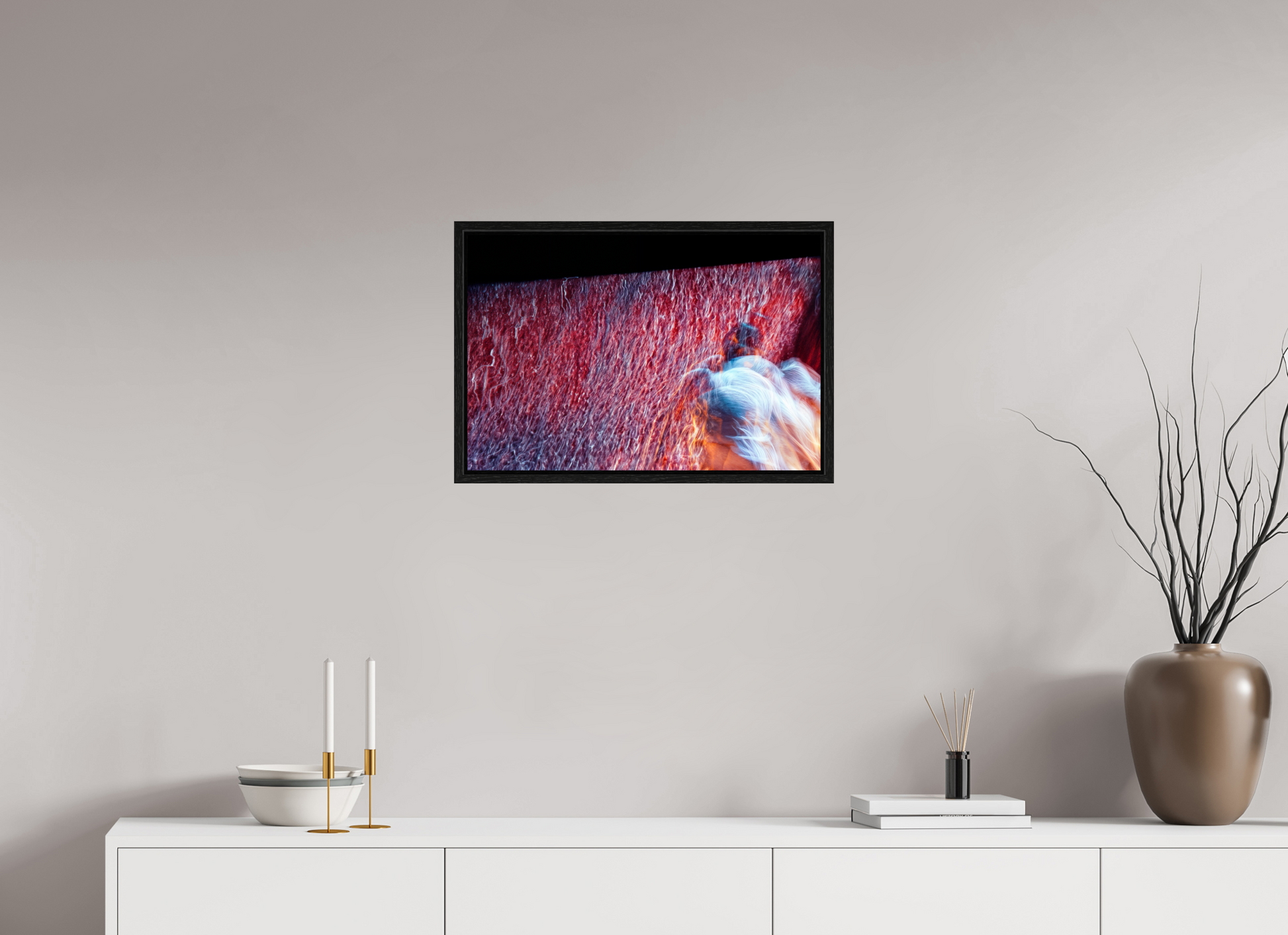 60 x 40 cm, 8 Black American Box Where fire turns into rain