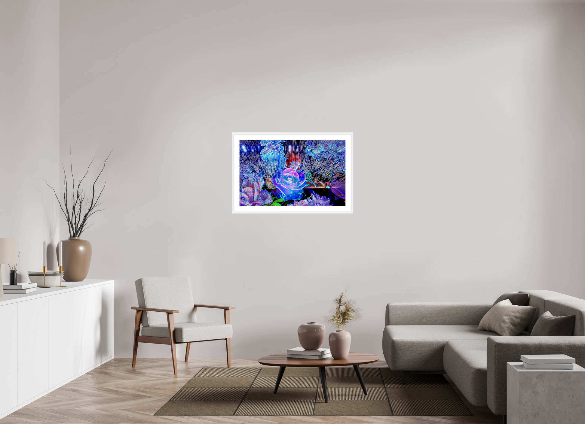 96 x 60 cm, 6 White Frame: White Mat When light remembers flowers