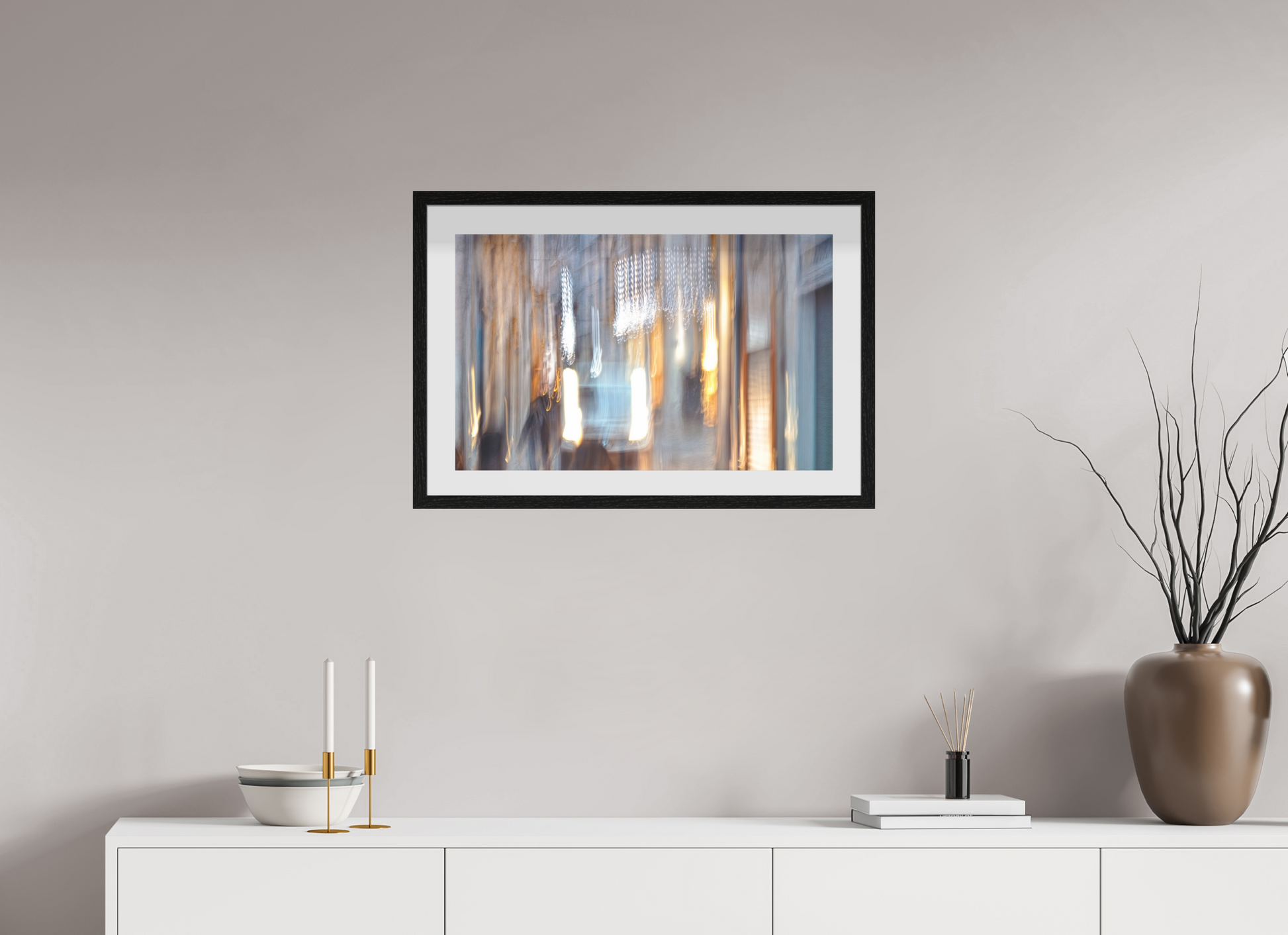 64 x 40 cm, 10 Black Floating Frame Weightless Alleyway