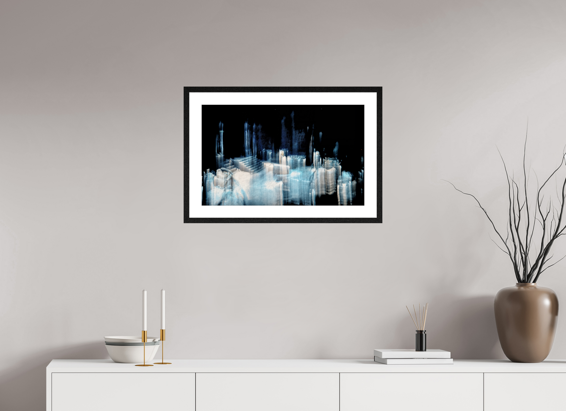 64 x 40 cm, 4 Cadre Noir : Passe-Partout Blanc Cathédrale de glace brisée