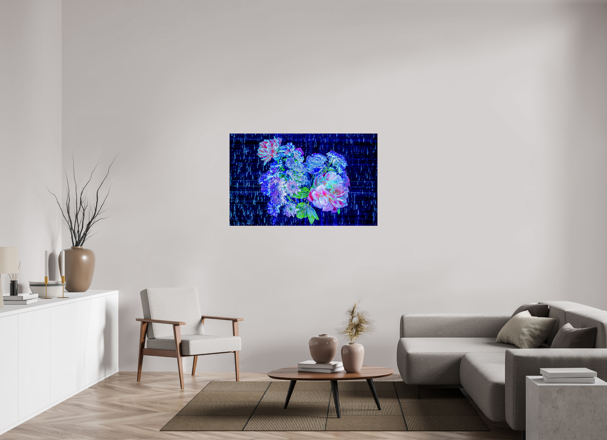128 x 80 cm, 3 Photo print under acrylic glass Blooms at the heart of the stellar code