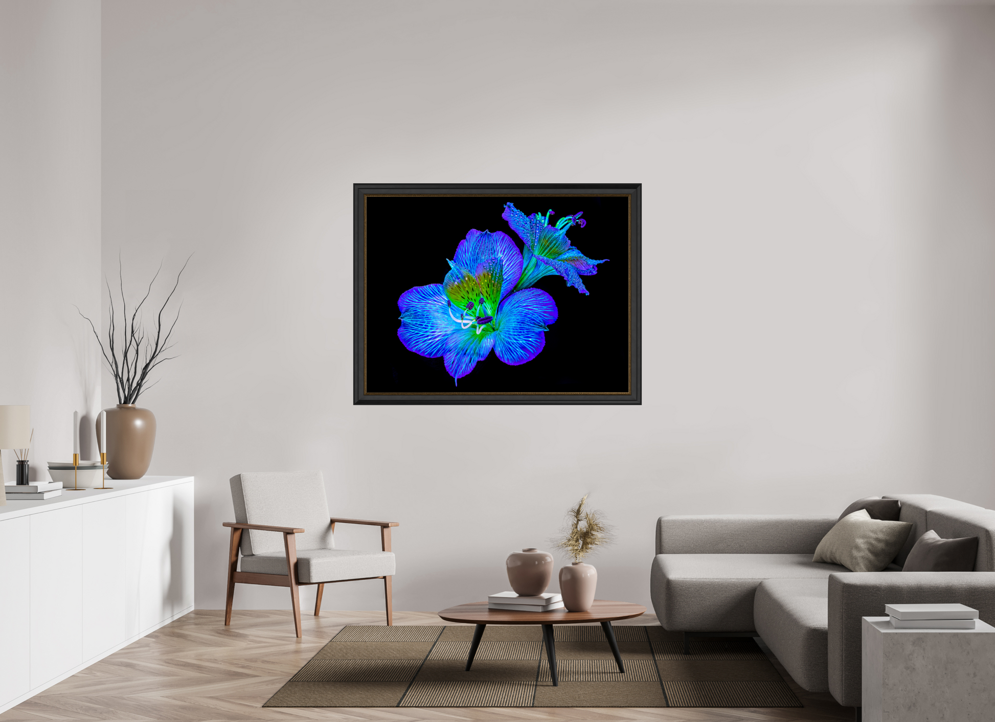 140 x 105 cm, 11 Black-Gold Frame Alstroemeria of Hidden Glows