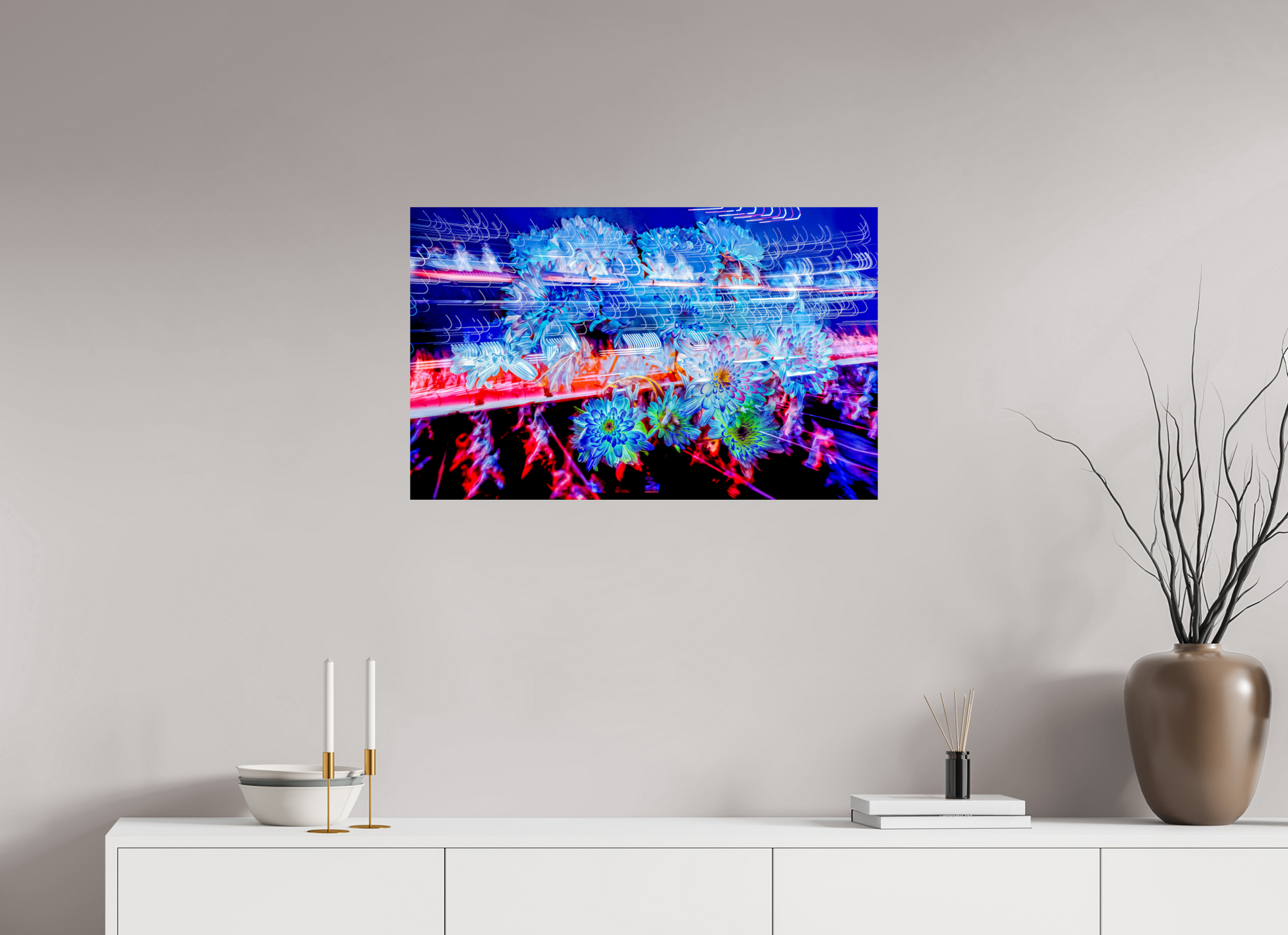 80 x 50 cm, 2 Photo print mounted on Dibond Blooms in the currents of soft matter