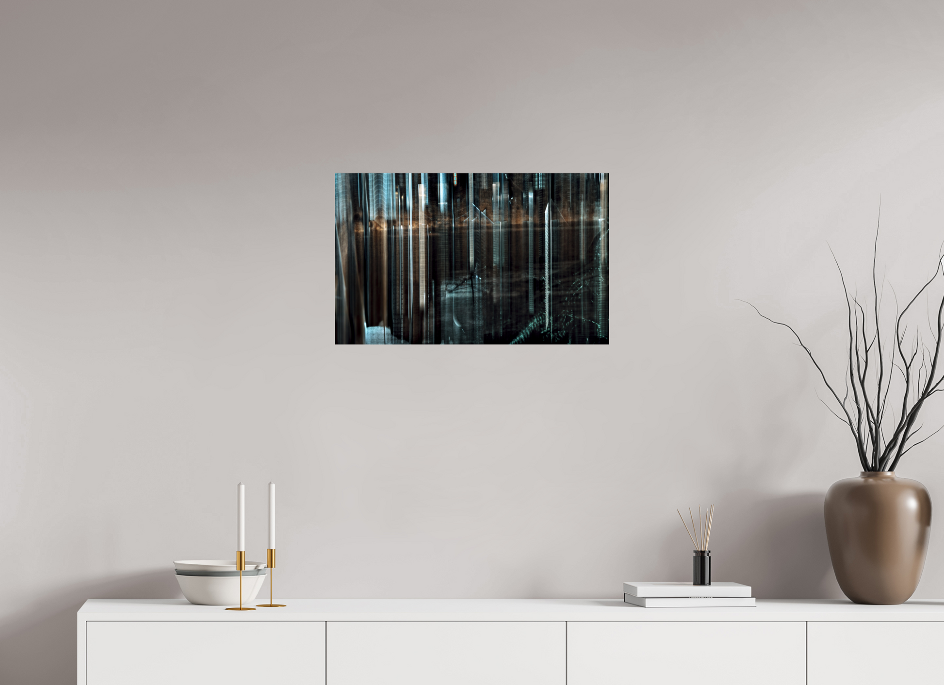 64 x 40 cm, 3 Tirage photo sous Verre acrylique Forêt des piliers d’acier