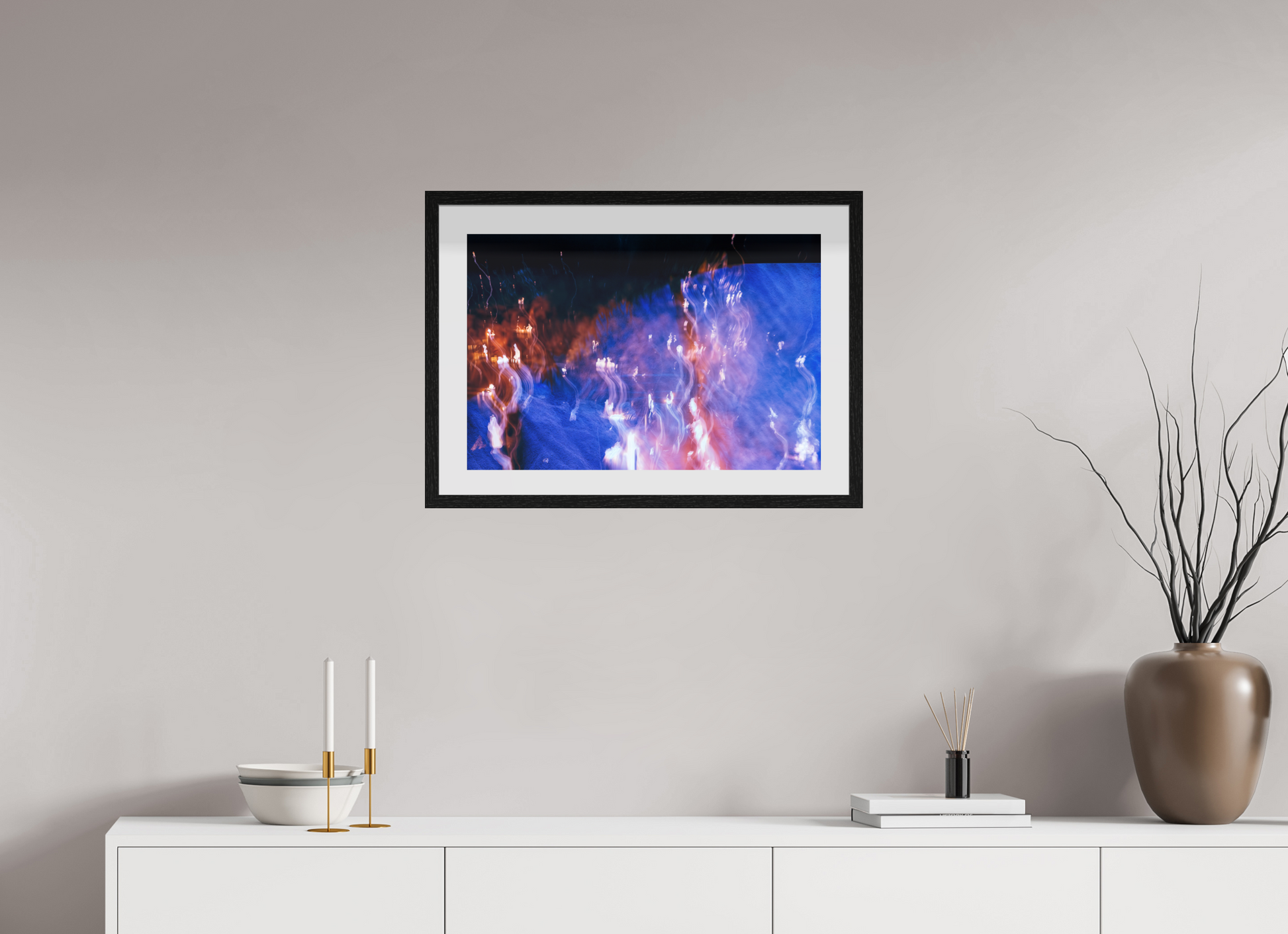 60 x 40 cm, 10 Black Floating Frame Song of Wandering Flames