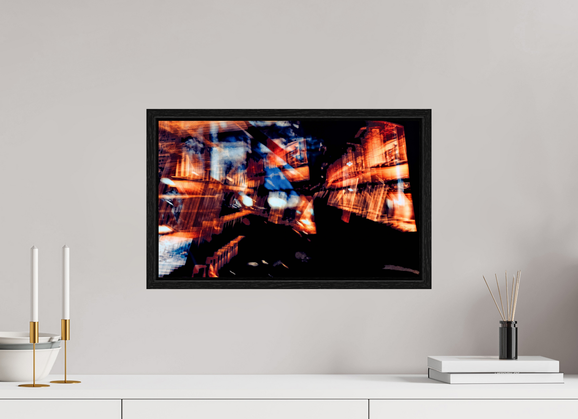 50 x 30 cm, 8 Black American Box Fragments of a Glowing World