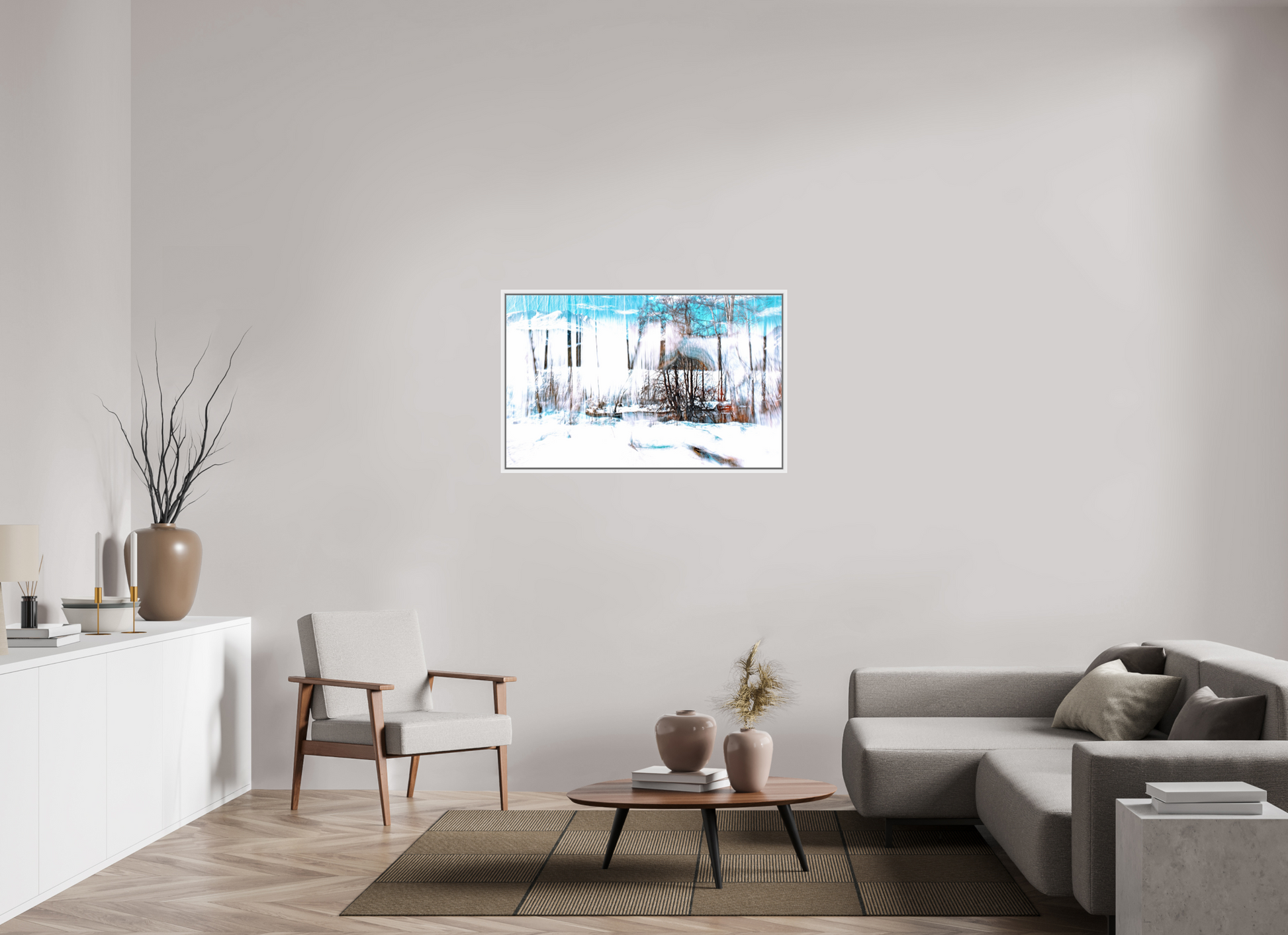 112 x 70 cm, 9 White American Box The Forest Singing Snow