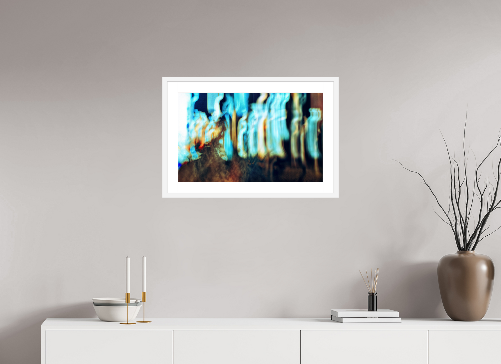 64.2 x 40 cm, 6 White Frame: White Mat Wandering Vibrations