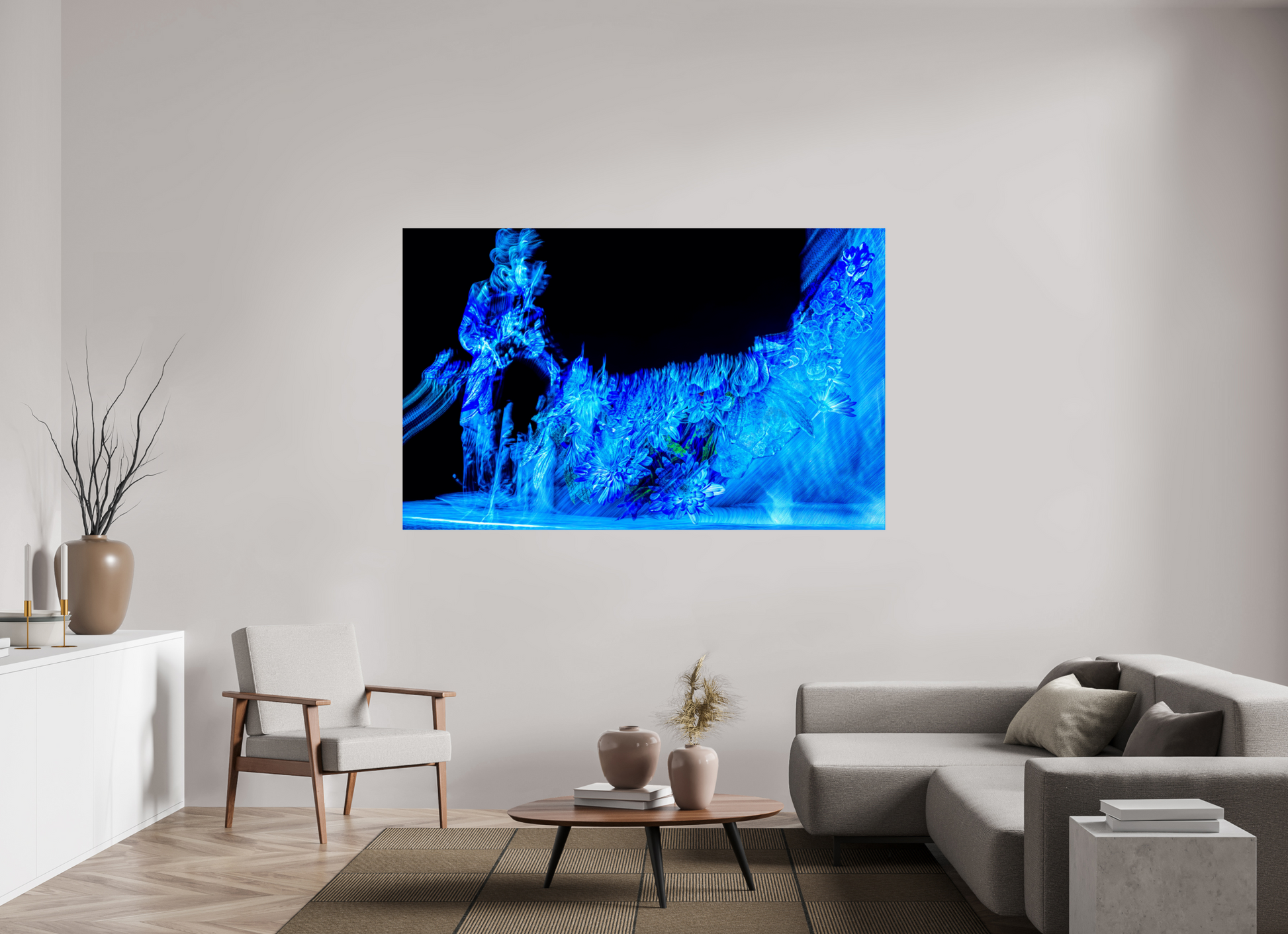 192 x 120 cm, 2 Tirage photo contrecollé sur Dibond Fleurs nées d’une note suspendue