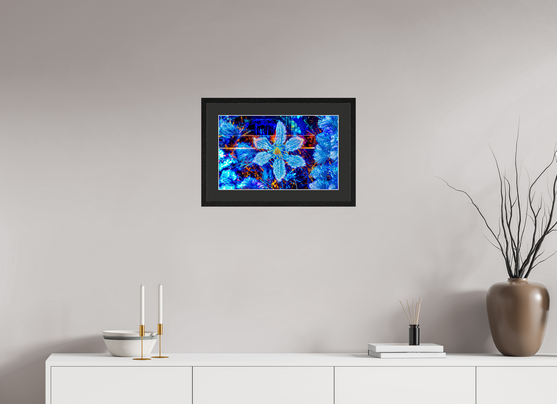 47.9 x 30 cm, 5 Black Frame: Black Mat with White Border The Flower That Dreamed of Stars