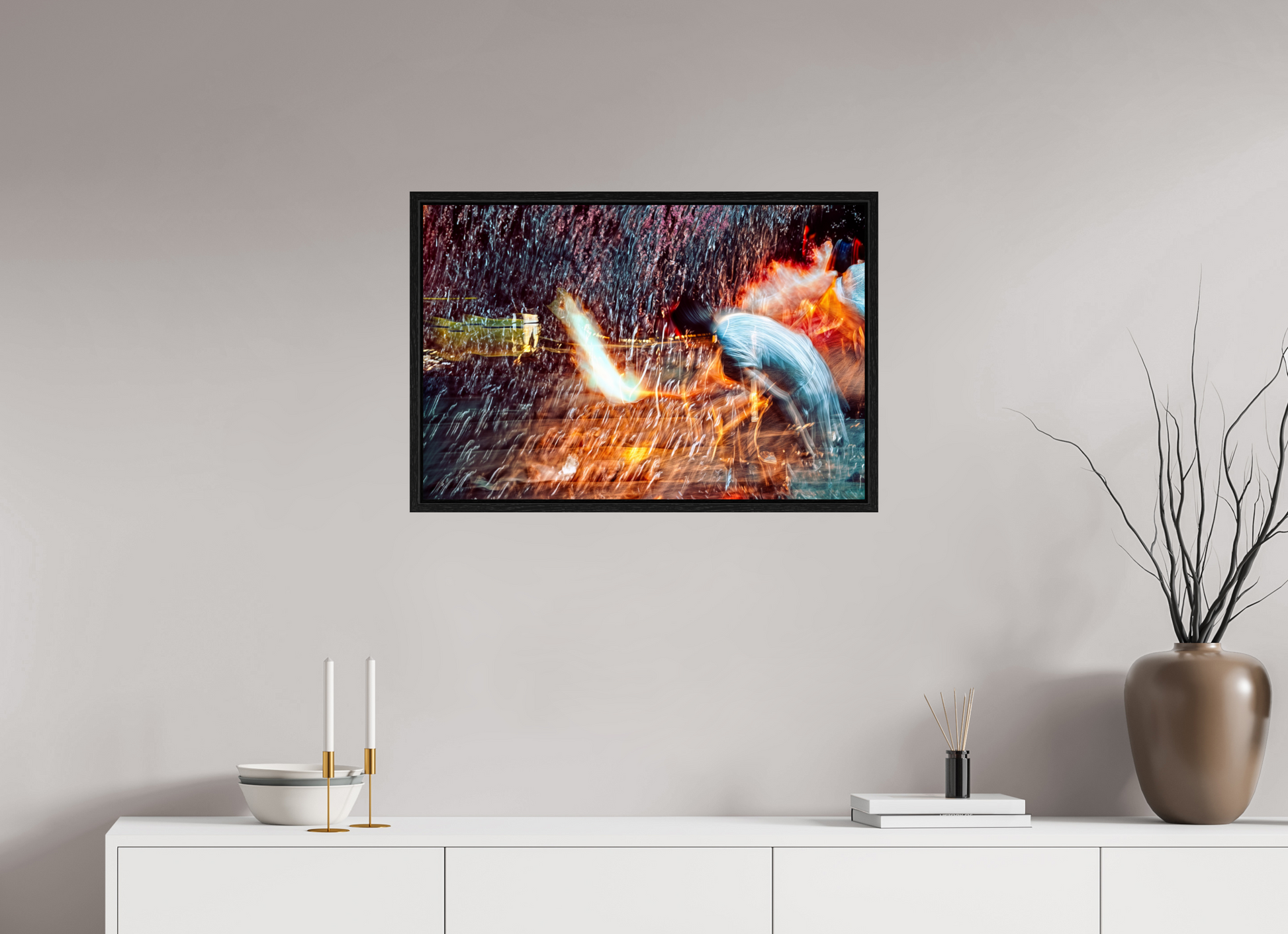 75 x 50 cm, 8 Caisse américaine Noire Rituel où le feu apprend le rythme