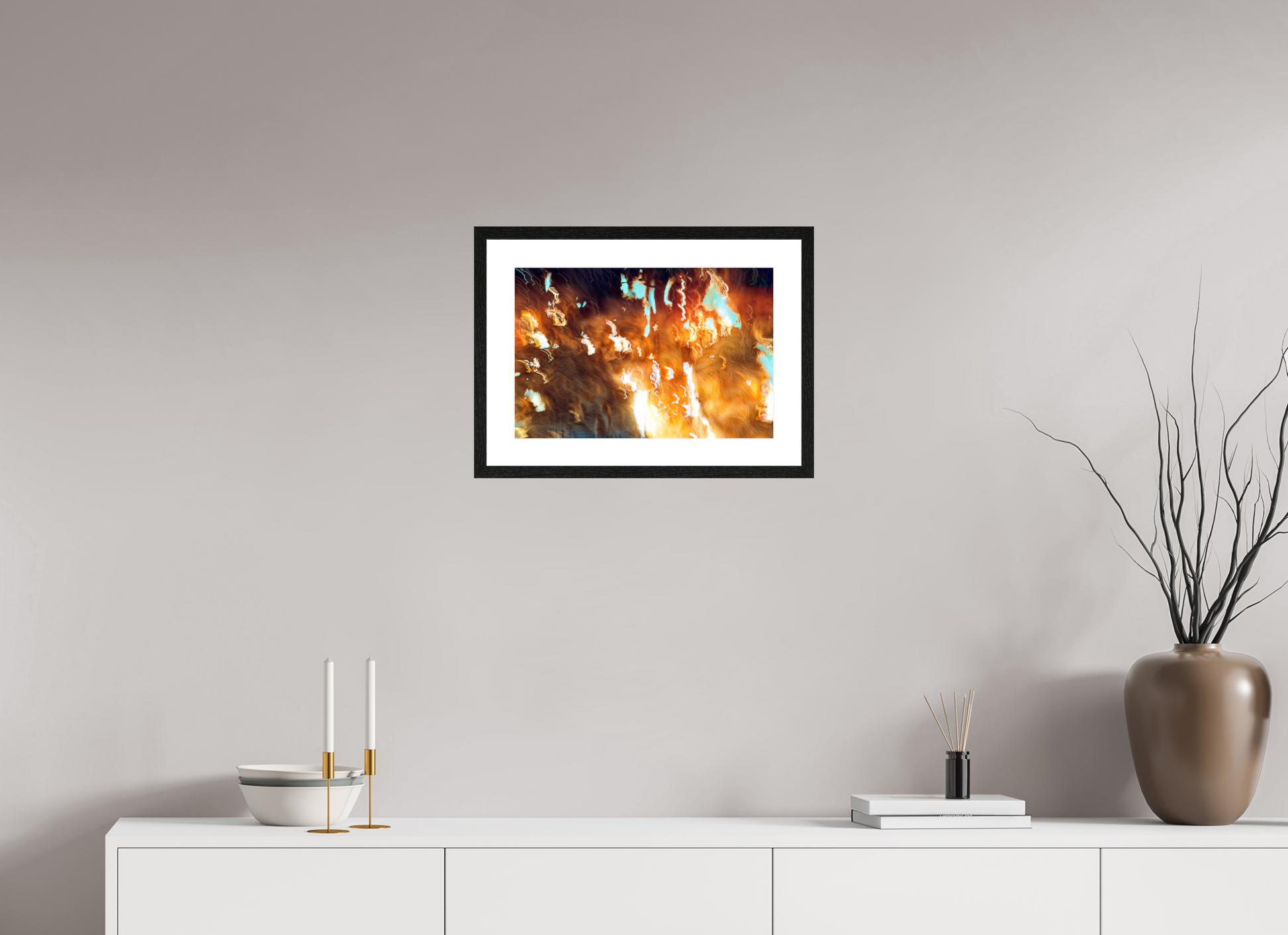 45 x 30 cm, 4 Cadre Noir : Passe-Partout Blanc Les braises du souvenir