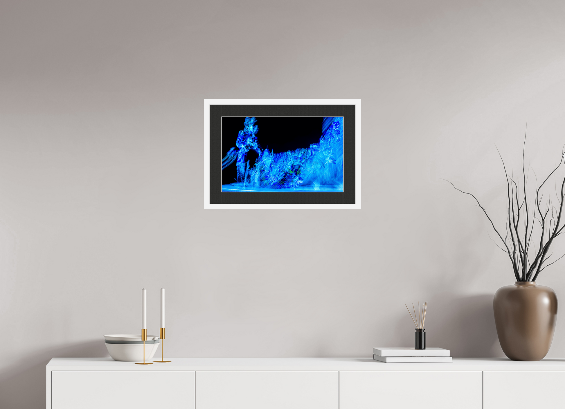 48 x 30 cm, 7 Cadre Blanc : Passe-Partout Noir lisière Blanche Fleurs nées d’une note suspendue