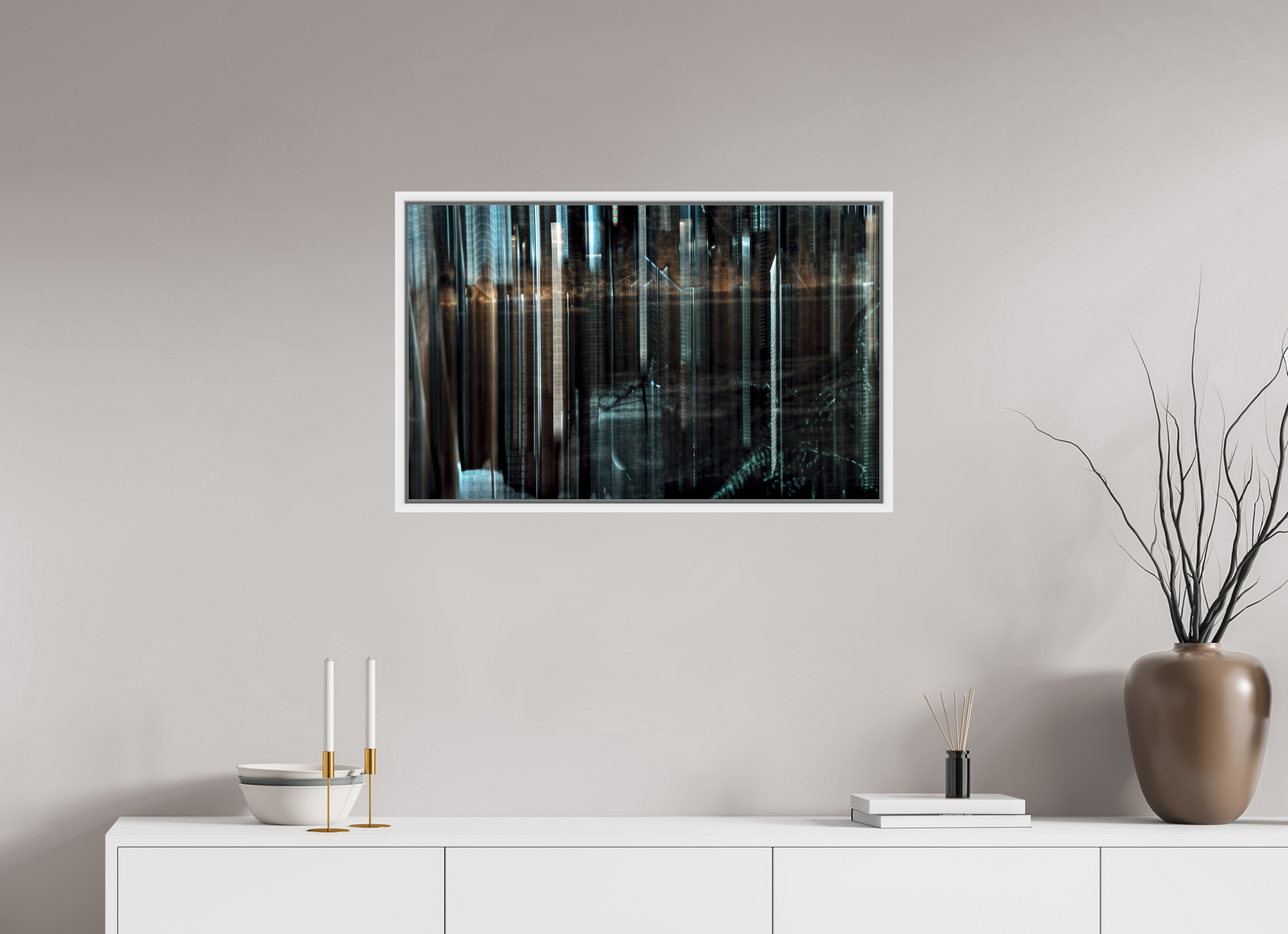 80 x 50 cm, 9 Caisse américaine Blanche Forêt des piliers d’acier