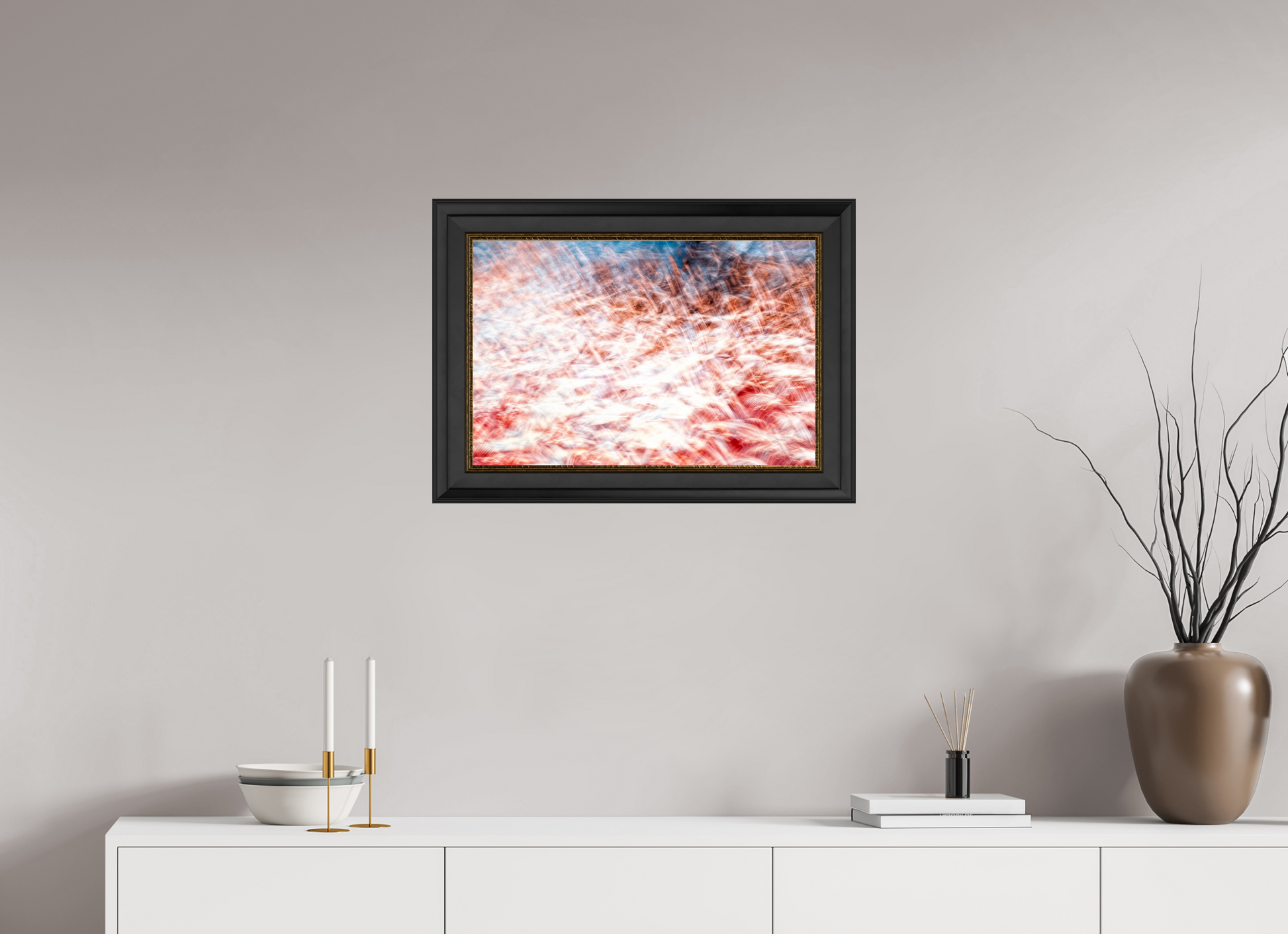 60 x 40 cm, 11 Black-Gold Frame The Sea of Red Feathers