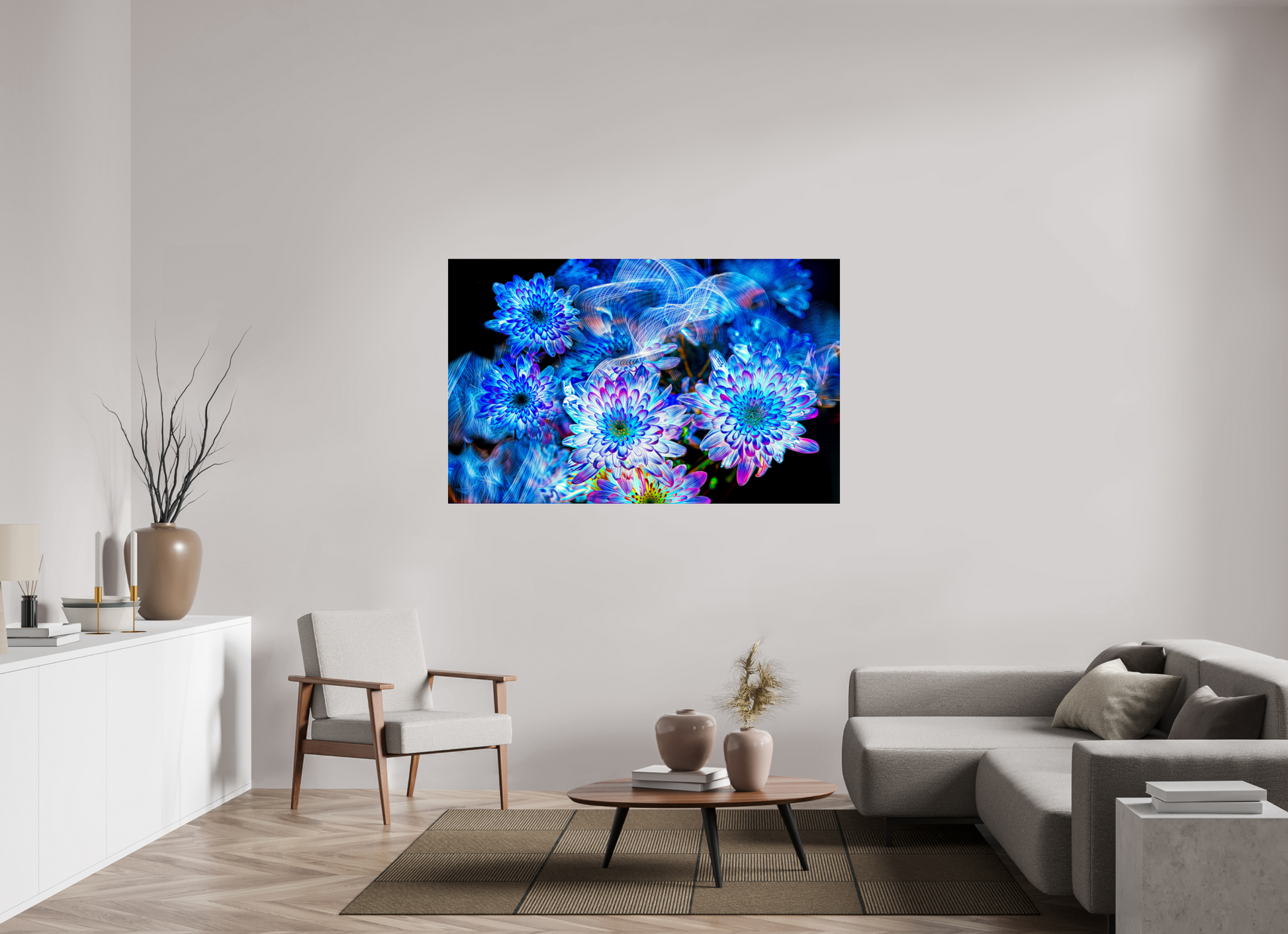 160 x 100 cm, 3 Photo print under acrylic glass Blooms in the celestial current