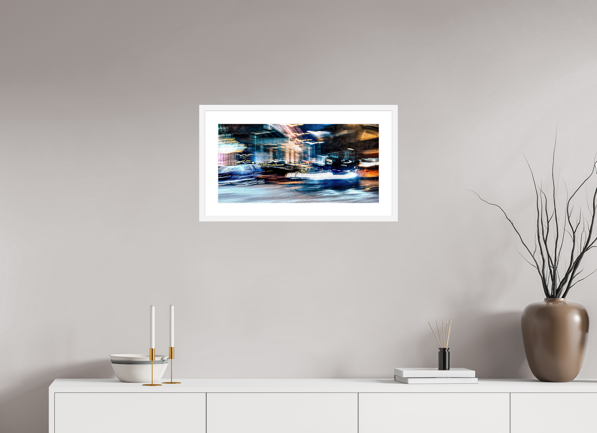 60 x 30 cm, 6 White Frame: White Mat Chronicle of streets where time stretches out