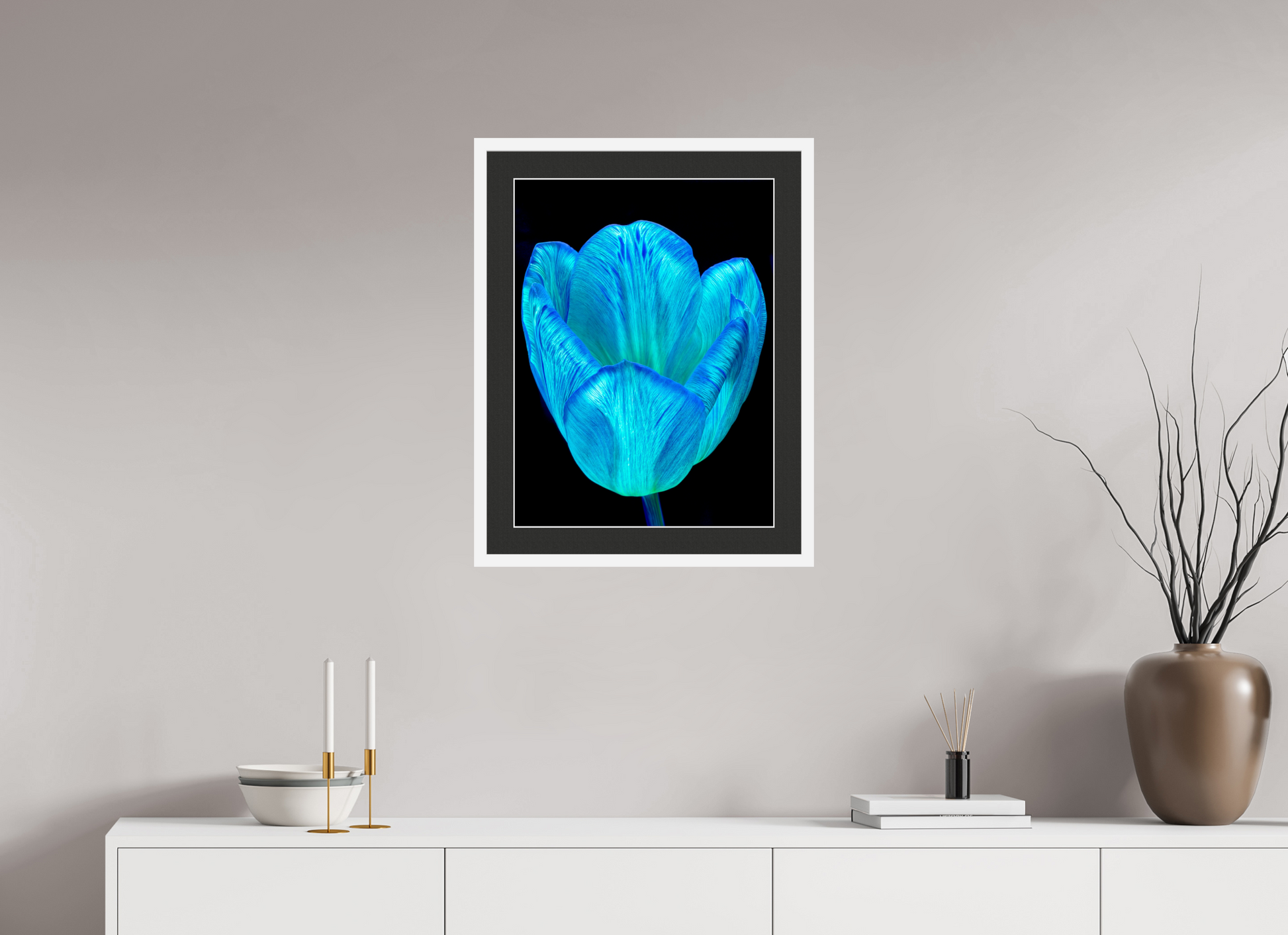 45 x 60 cm, 7 Cadre Blanc : Passe-Partout Noir lisière Blanche Calice de lumière