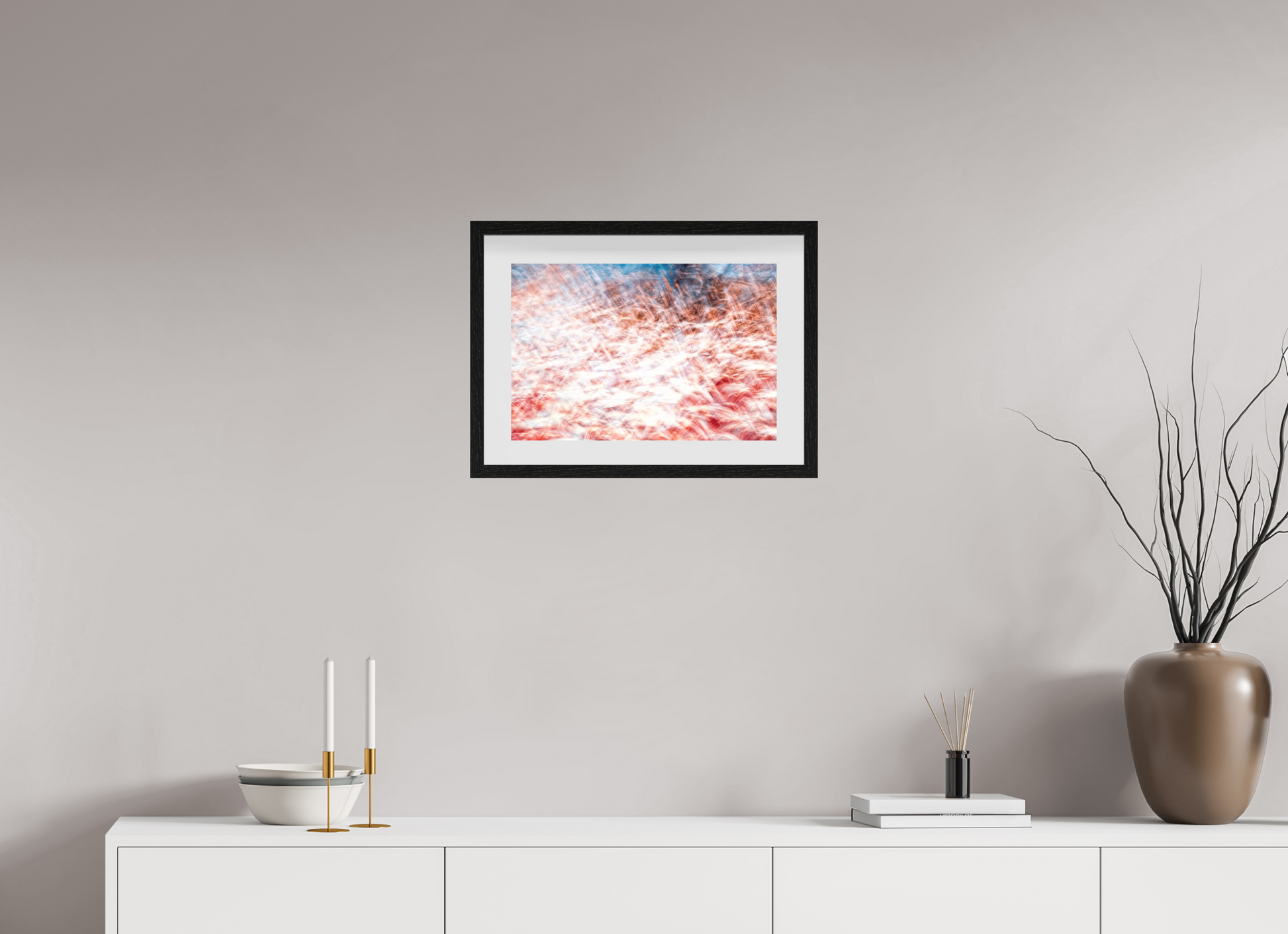 45 x 30 cm, 10 Black Floating Frame The Sea of Red Feathers